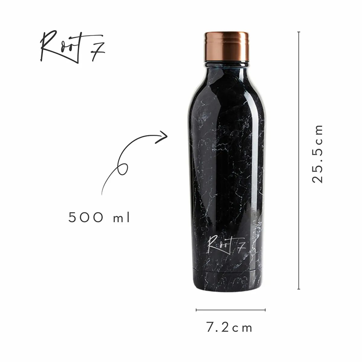 Root7 Drikkedunke OneBottle Termo Drikkedunk i Black Marble, 500 ml, 4