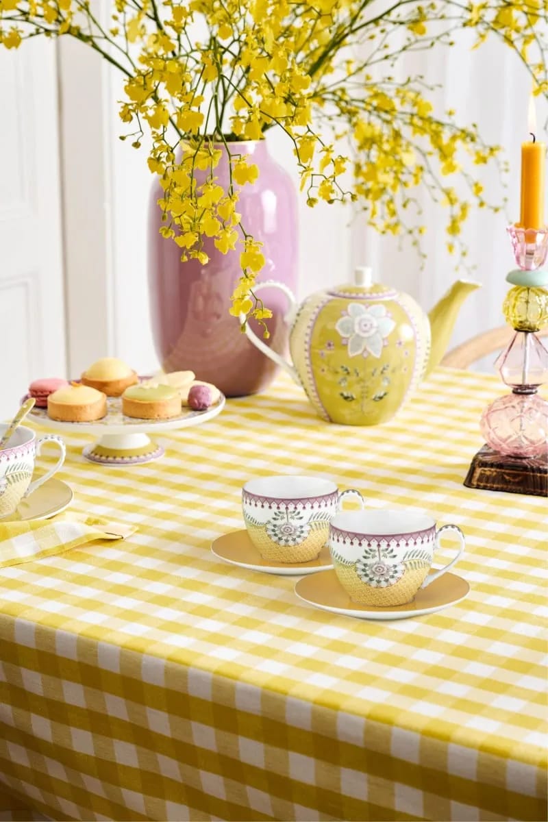 PIP Studio Krus og kopper med hank Lily & Lotus Kop m. underkop - 2 stk. i Yellow, 2