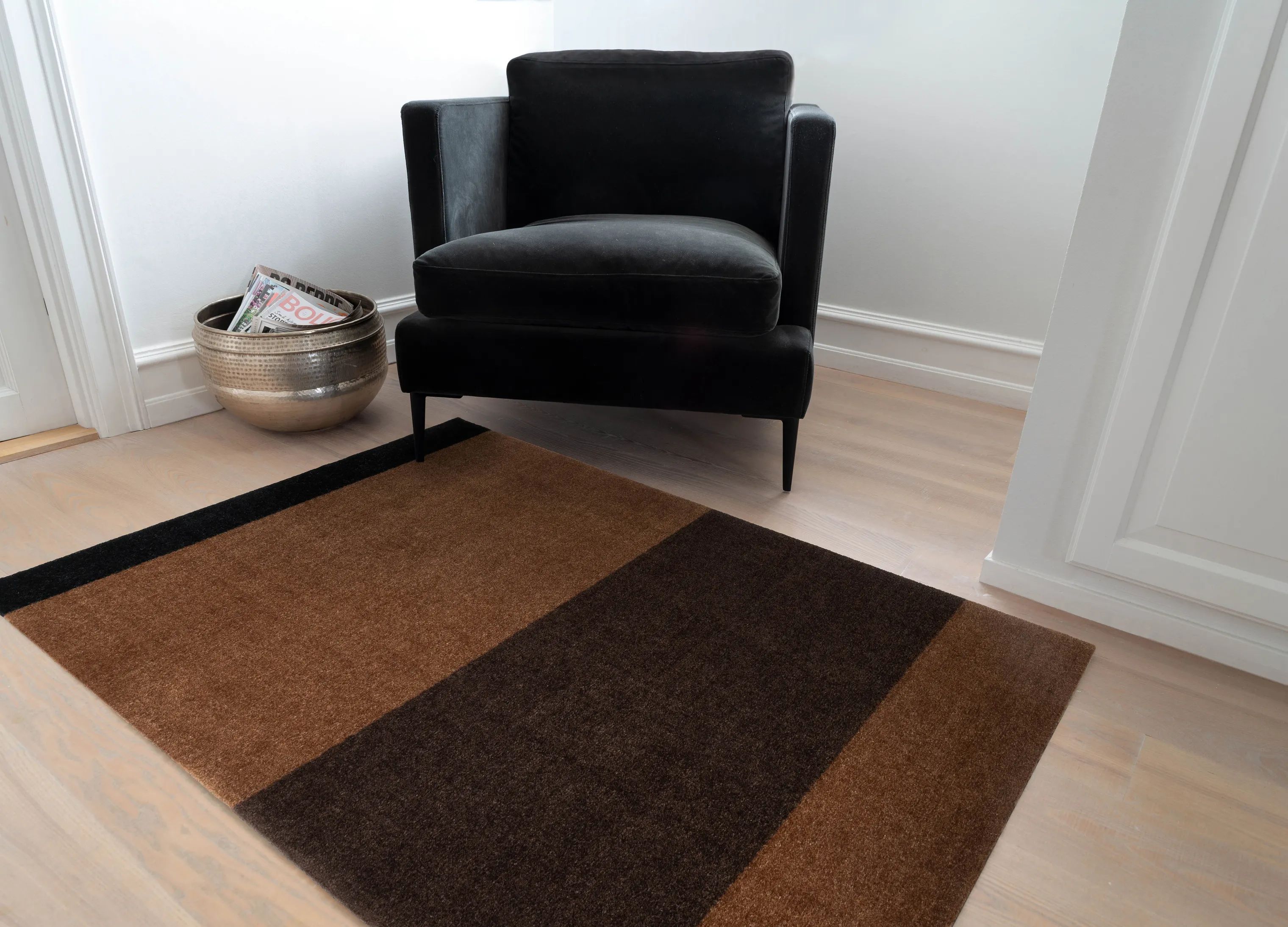 Tica Copenhagen Gulvtæpper Stripes Horisontal Gulvtæppe i brun/cognac/sort, B90 x L130 cm, 5