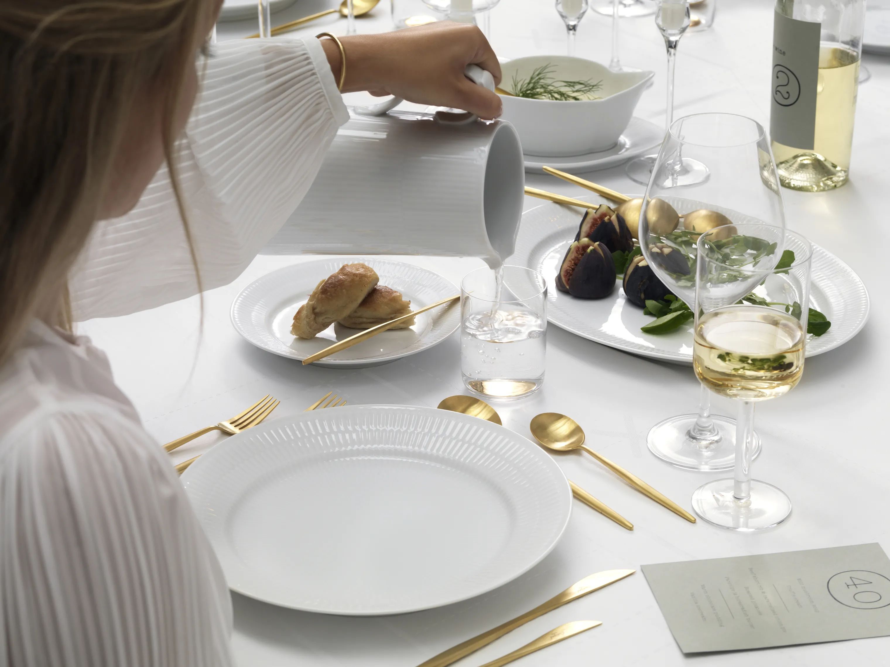 Royal Copenhagen Frokosttallerkener Hvid Riflet Tallerken i Hvid, 5