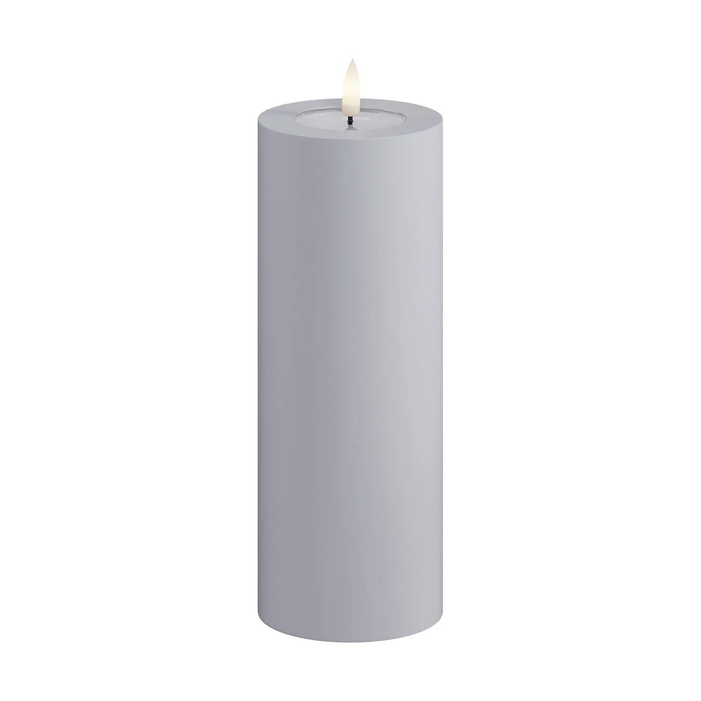 Deluxe Homeart LED-lys Real Flame LED Udendørs Bloklys i Støvet Blå, H20 x Ø7,5 cm, 1