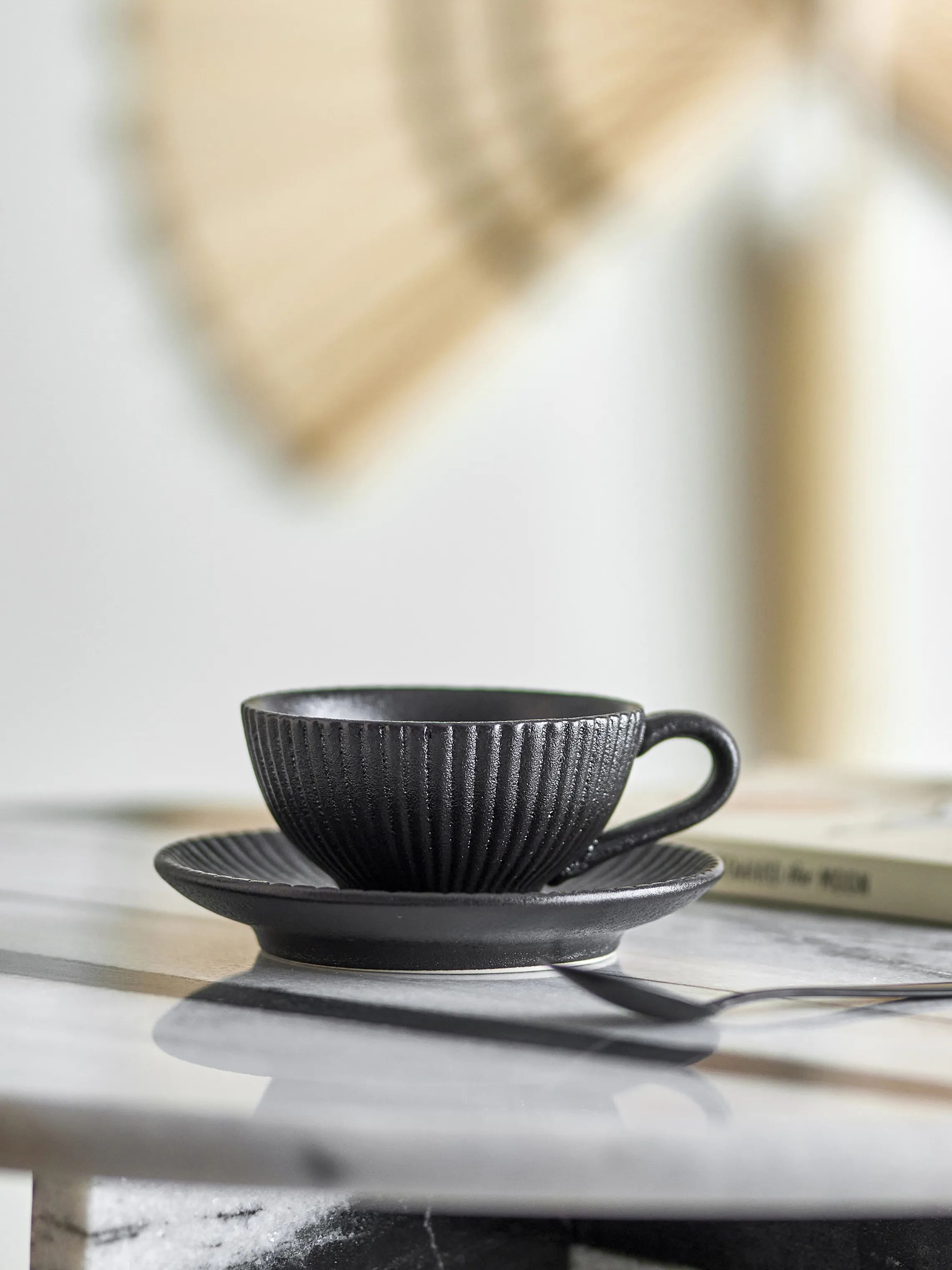Bloomingville Krus og kopper med hank Neri Cappuccinokop m. underkop i Sort, 3