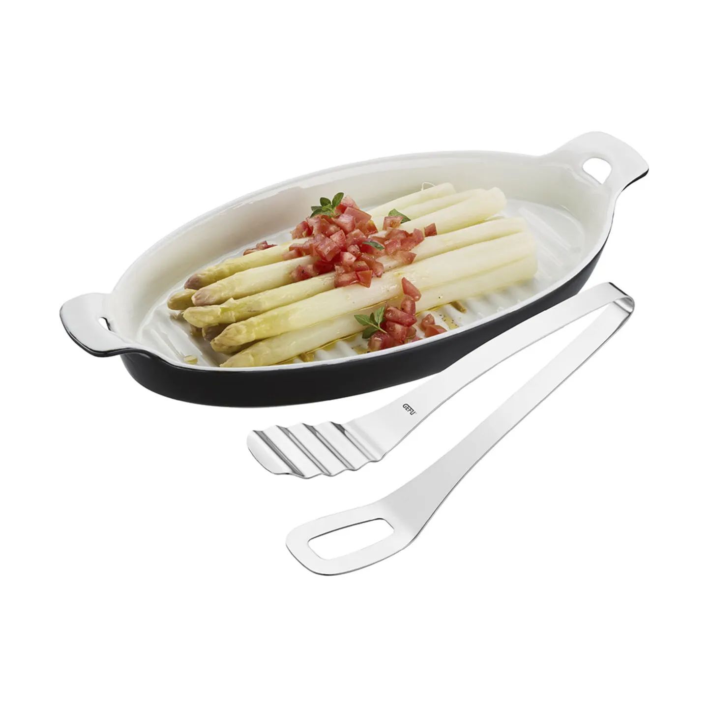 Gefu Serveringsfade Presento Serveringsfad med tang i Sort/Hvid, 1