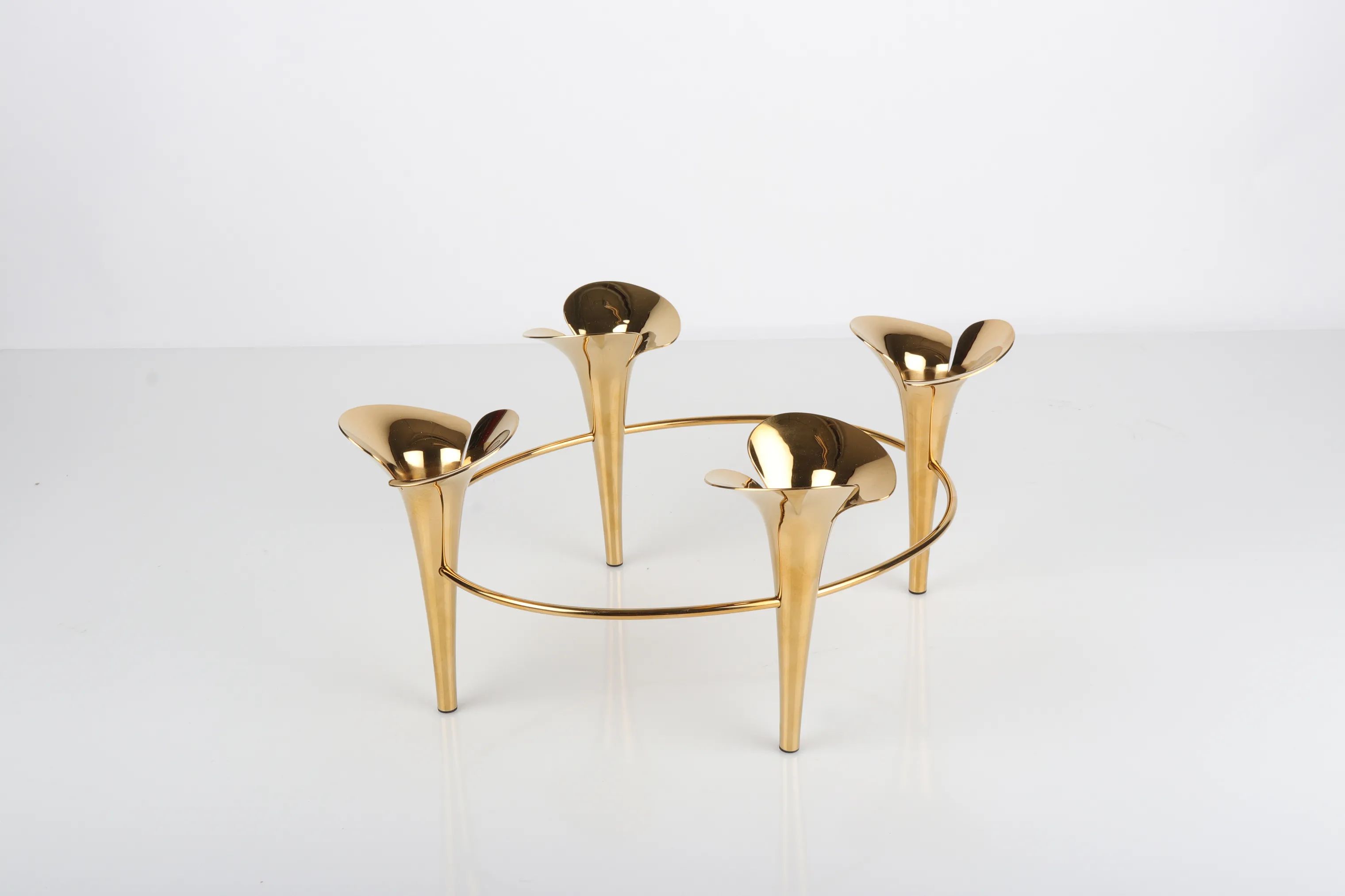 Georg Jensen Kronelysestage Bloom Lysestage i Guldfarvet, 3