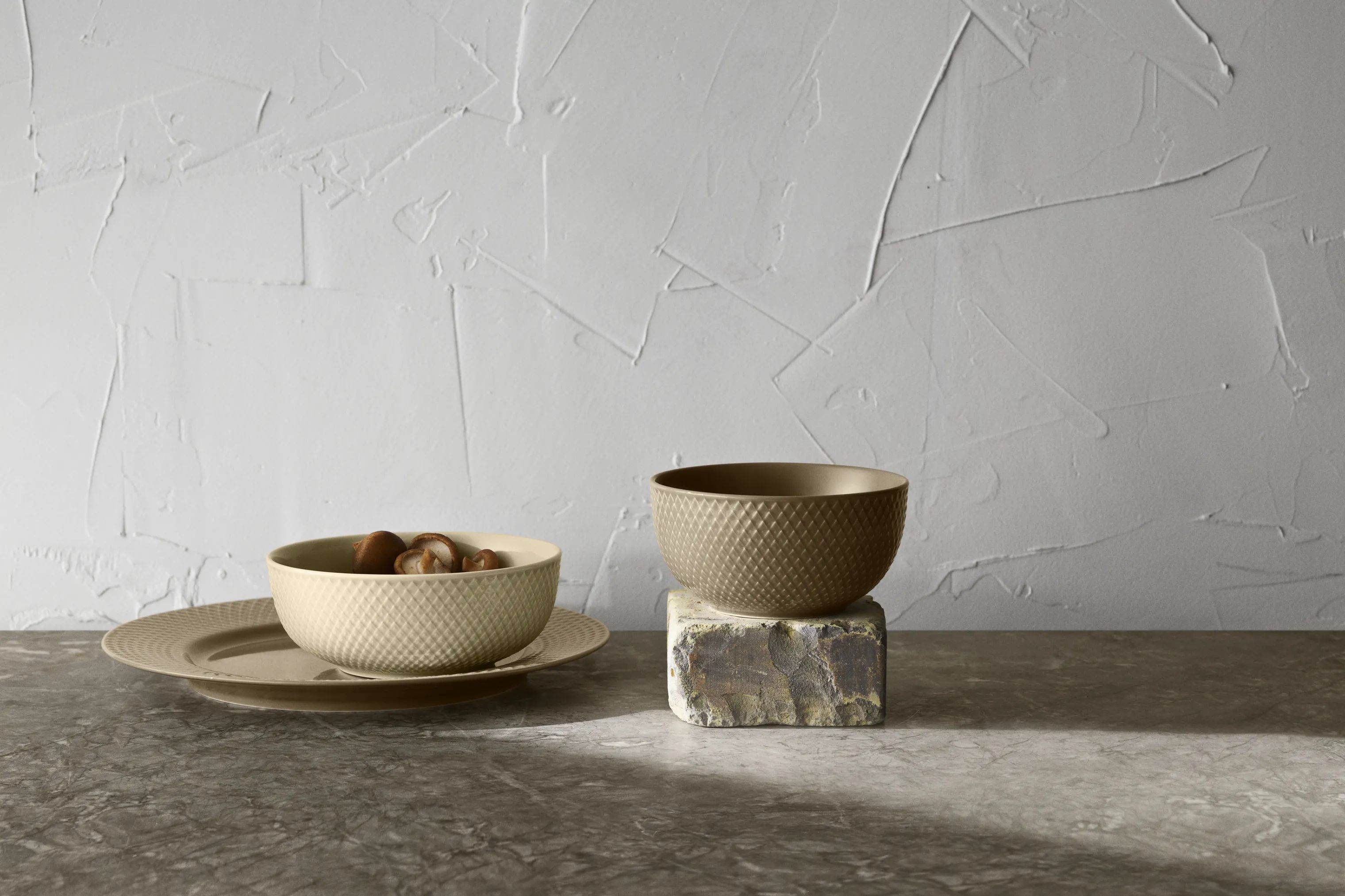 Lyngby Porcelæn Skåle Rhombe Earth Skål i Marble, 2