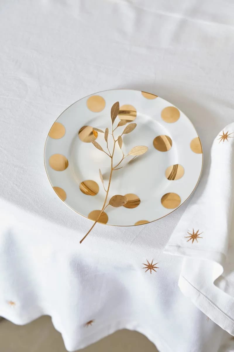 PIP Studio Middagstallerkener Dot Delight Tallerken - 2 stk. i Hvid / Guld, 23 cm, 3