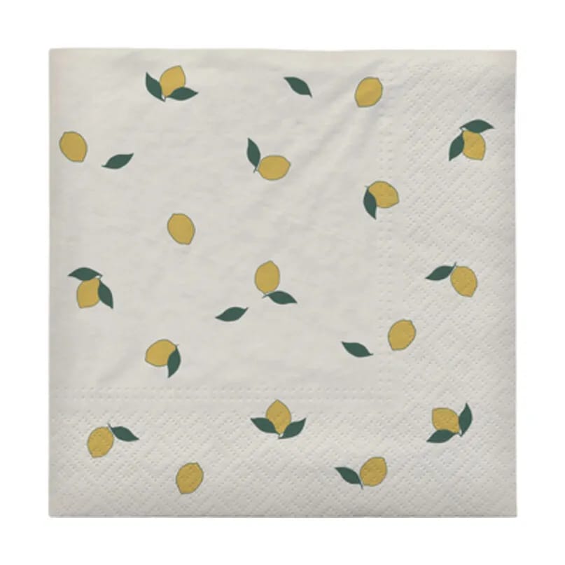 Broste Copenhagen Papirservietter Lemon Papirservietter - 12 stk. i Off White/Yellow, 1