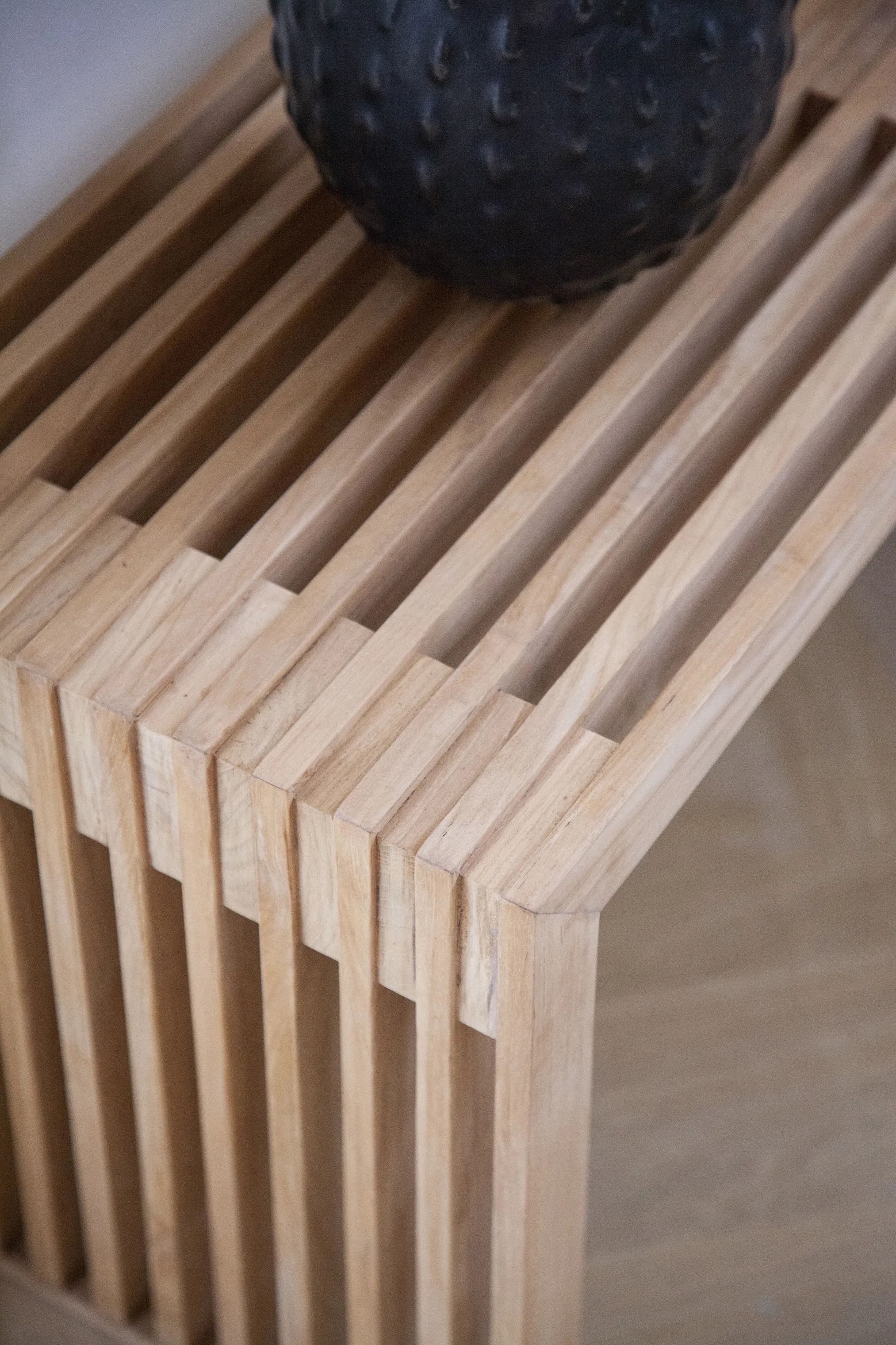 cinas Bænke Rib Bænk i Teak, 8