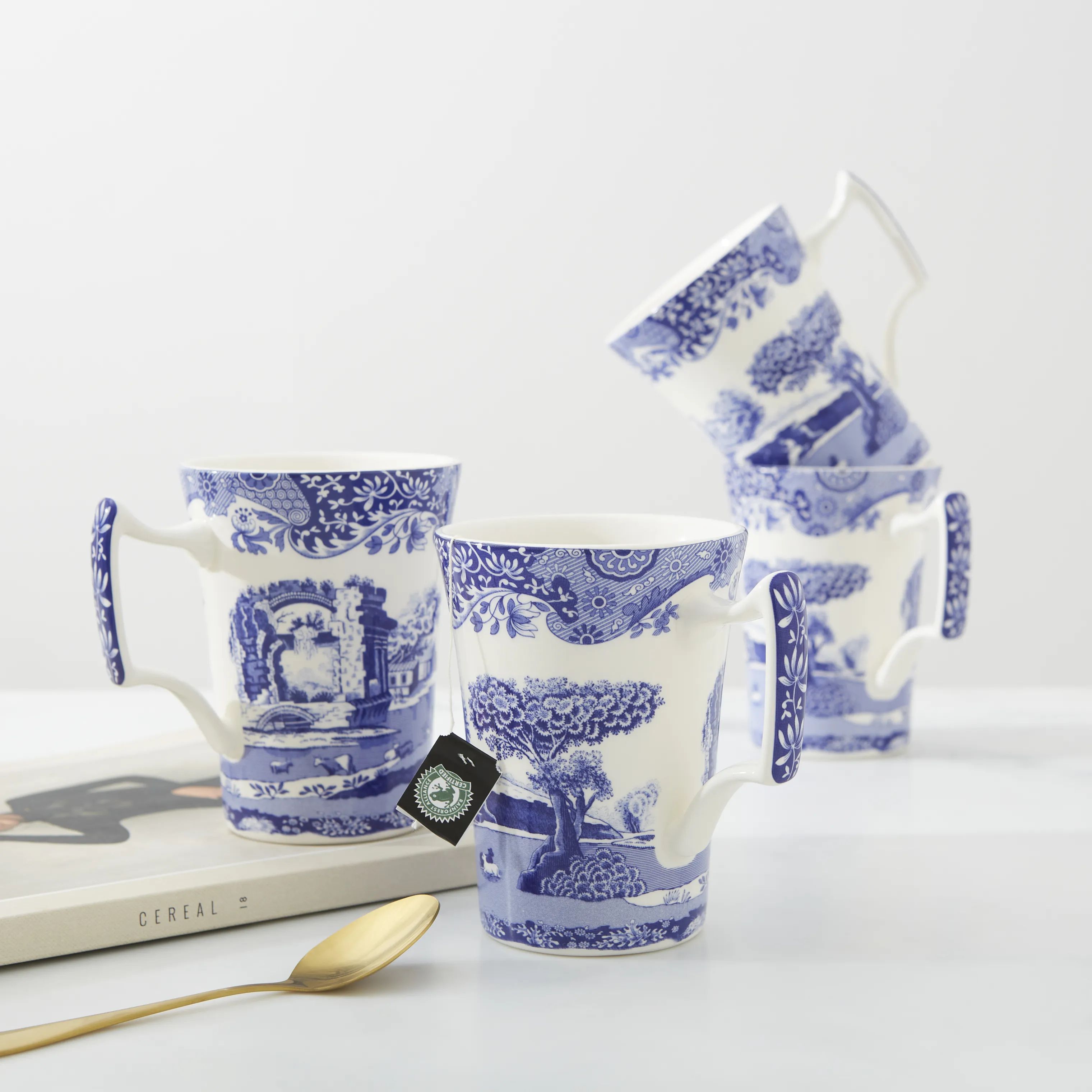 Spode Krus og kopper med hank Blue Italian Blue Italien Krus - 4 stk. i Blå/hvid, 3