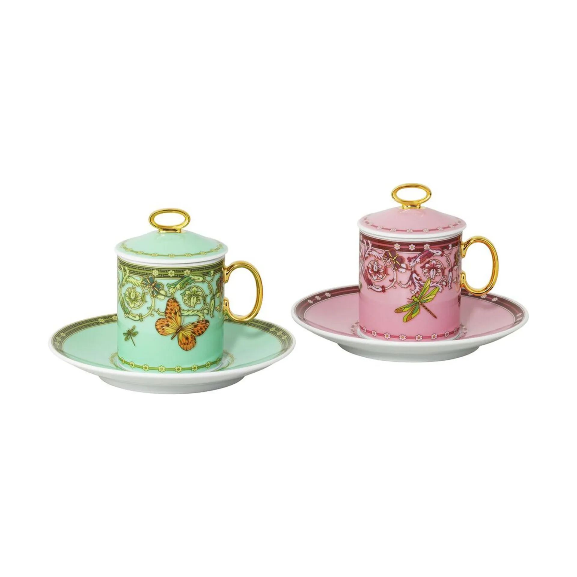 Versace Espressokopper Le Jardin Espressosæt - 6 dele i Pink/Green, 1