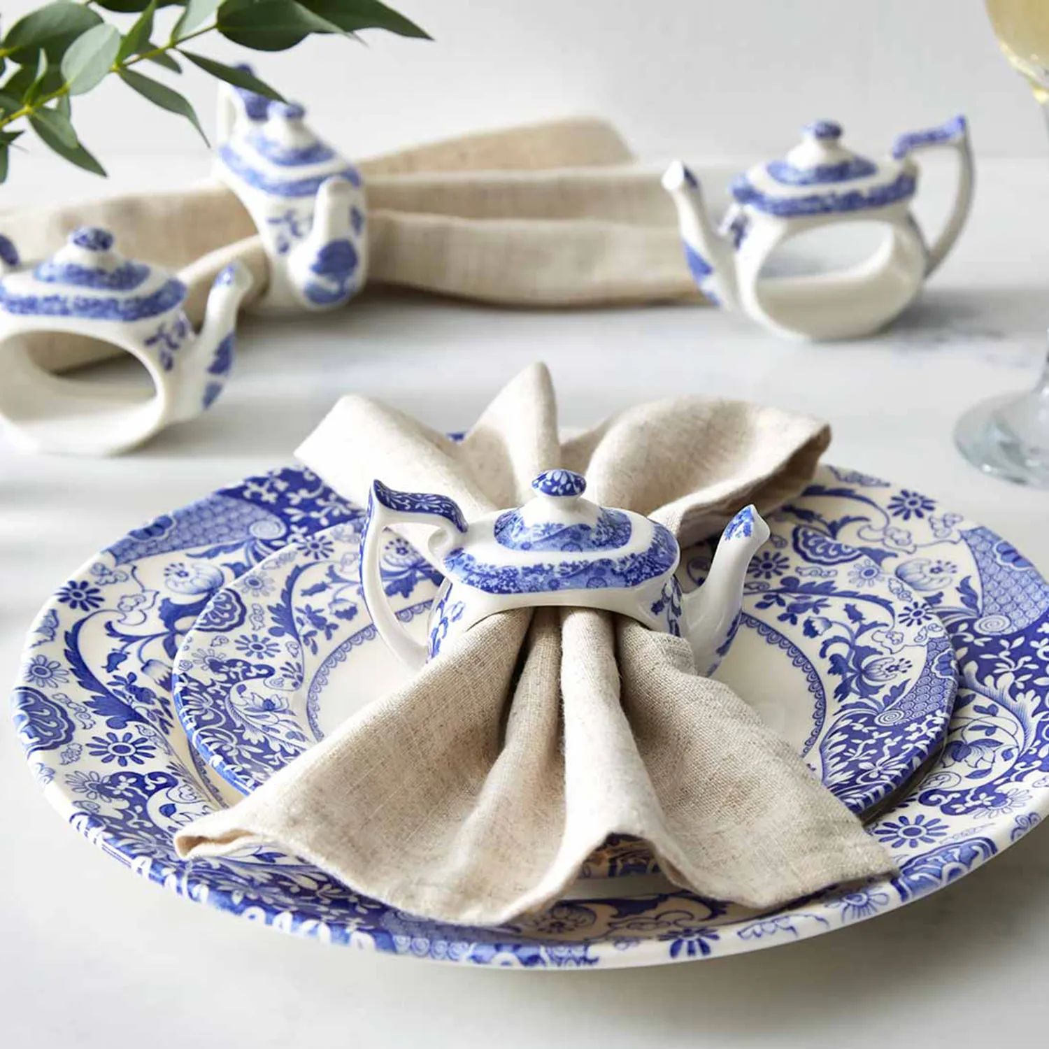 Spode Servietringe og -holdere Blue Italian Servietringe - 4 stk. i Blå/Hvid, 2