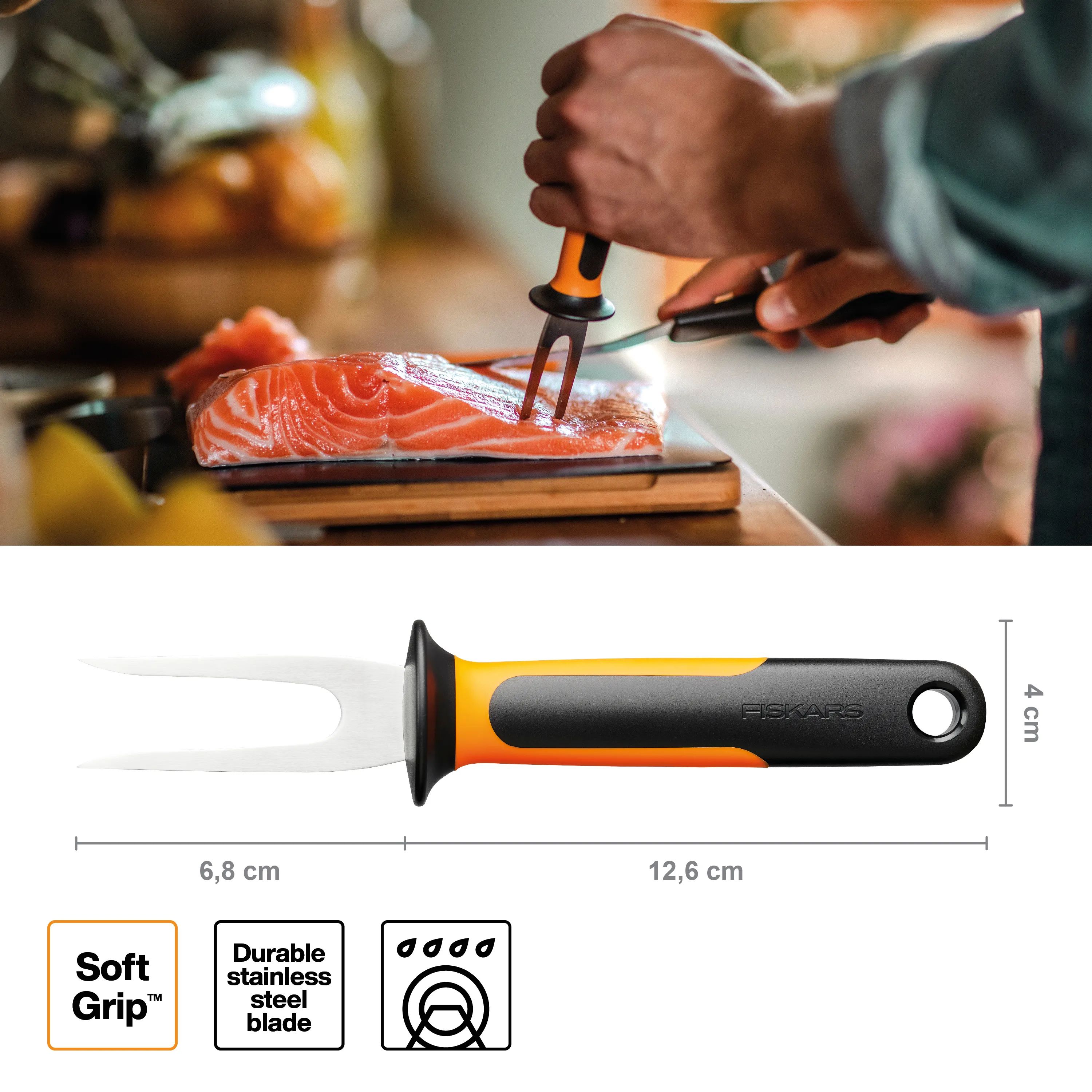 Fiskars Stegegafler Functional Form Fiskegaffel i Sort/Orange, 2