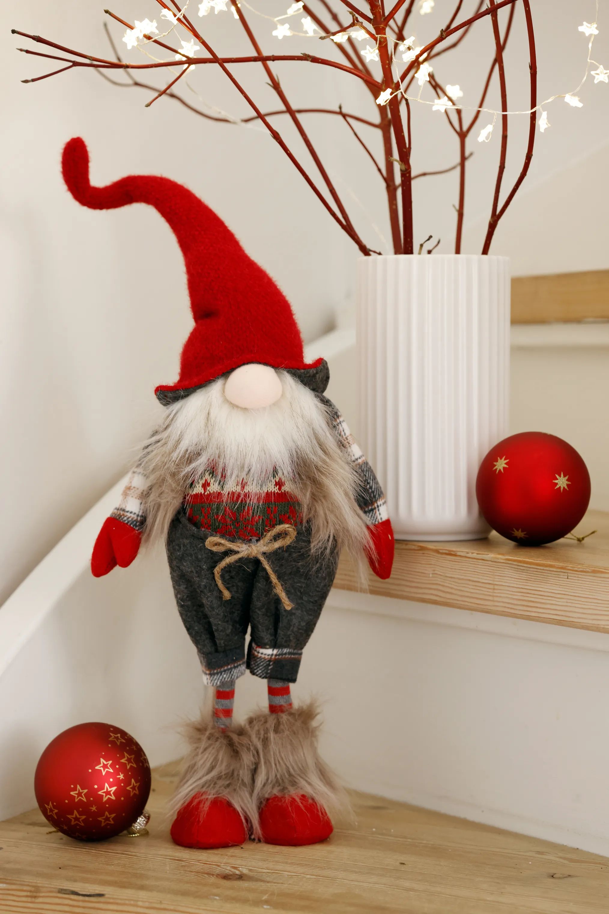 Casa Christmas Nisser Nisse i Grå/rød/hvid, 2