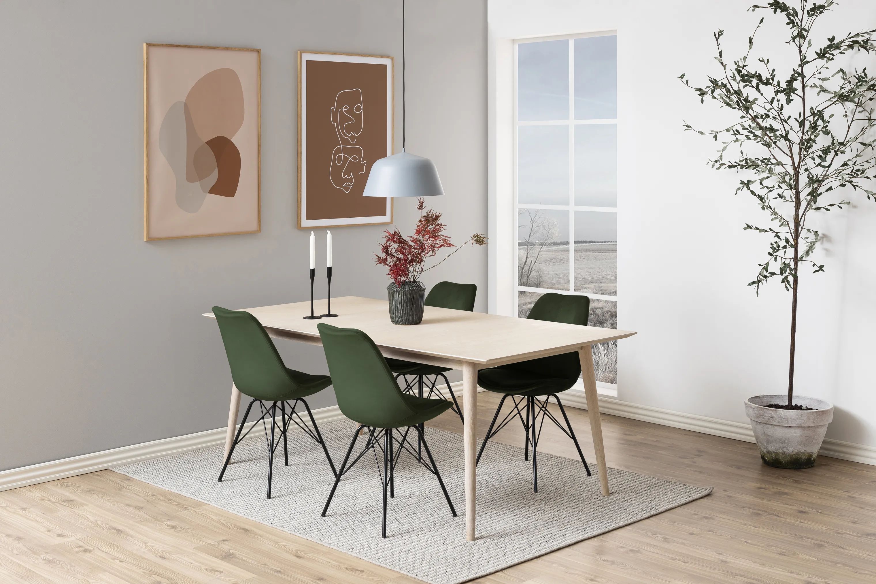 CASA Living Spisebordsstole Eris Spisebordsstol - 2 stk. i skovgrøn/sort, 2
