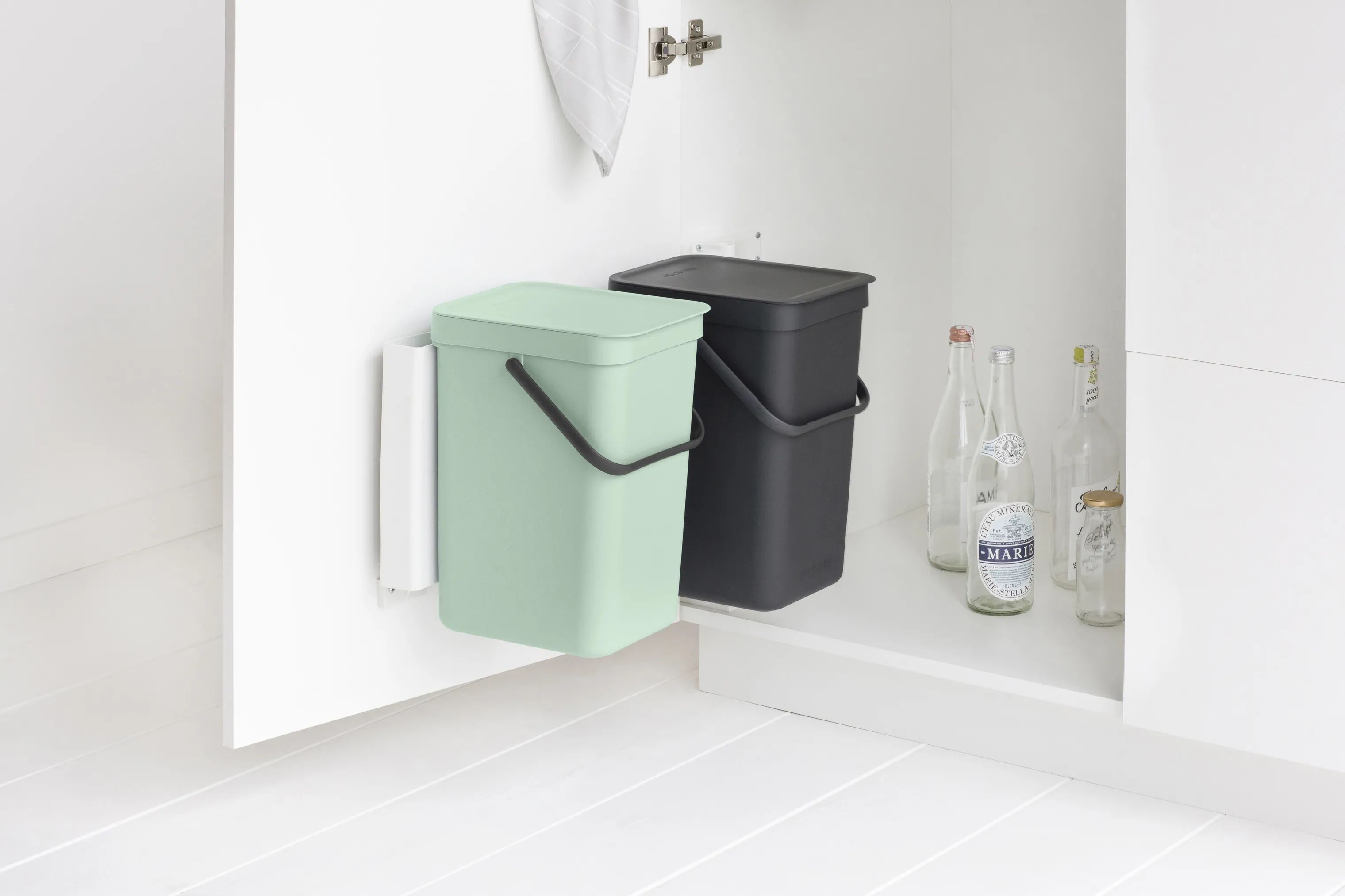 Brabantia Spande uden pedal Sort & Go Affaldsspand - 2 stk. i Jade Green/Grey, 12 L, 2