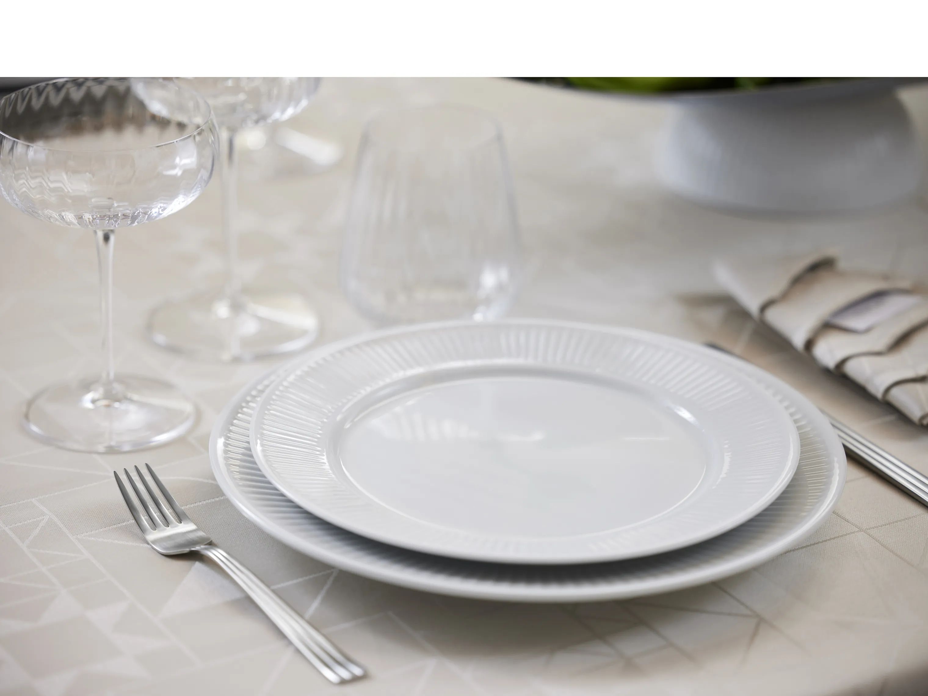 Pillivuyt Frokosttallerkener Plissé Tallerken i Hvid, 24 cm, 3