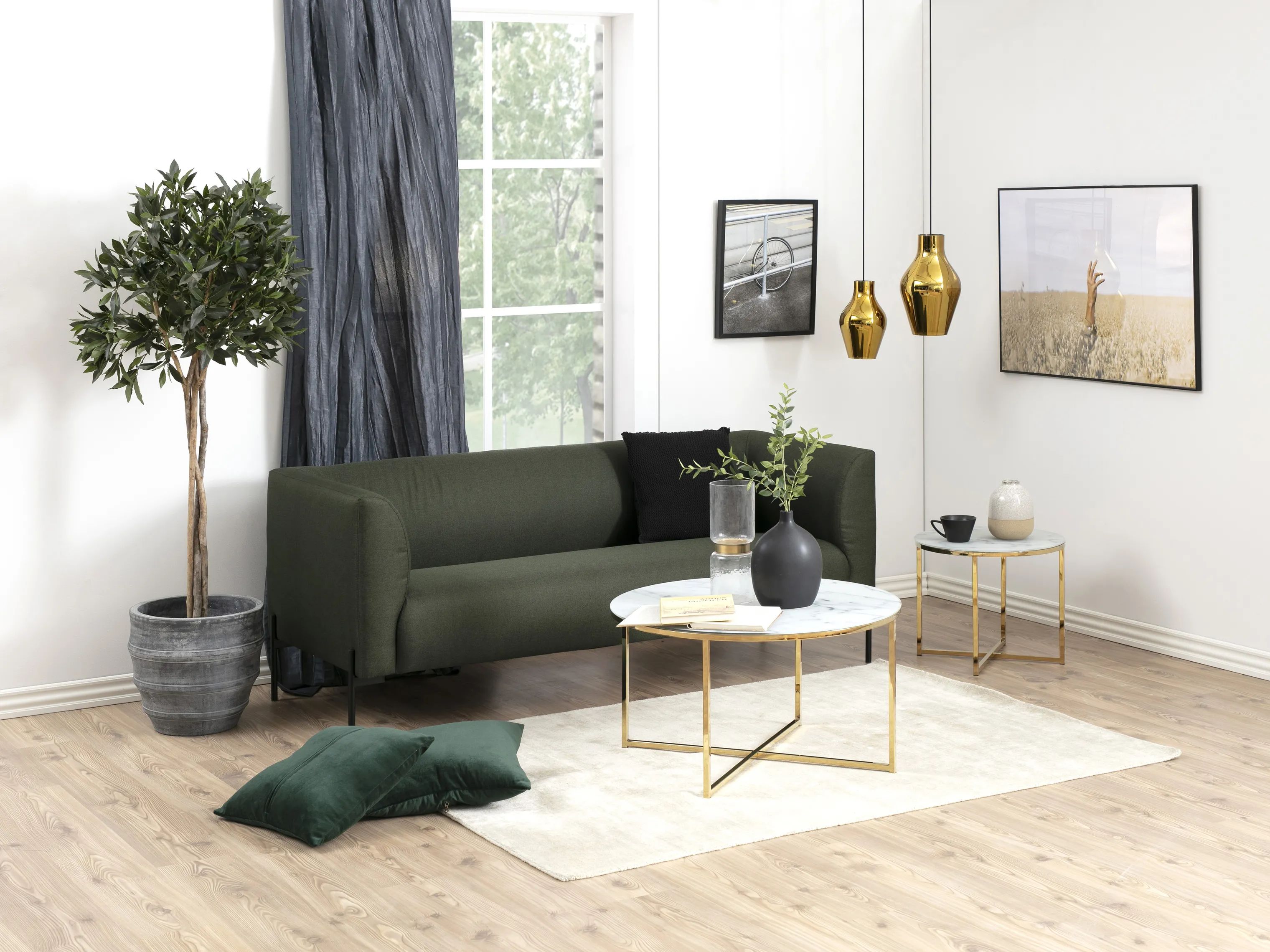 CASA Living Sideborde Alisma Hjørnebord i Hvid/gylden krom, 2
