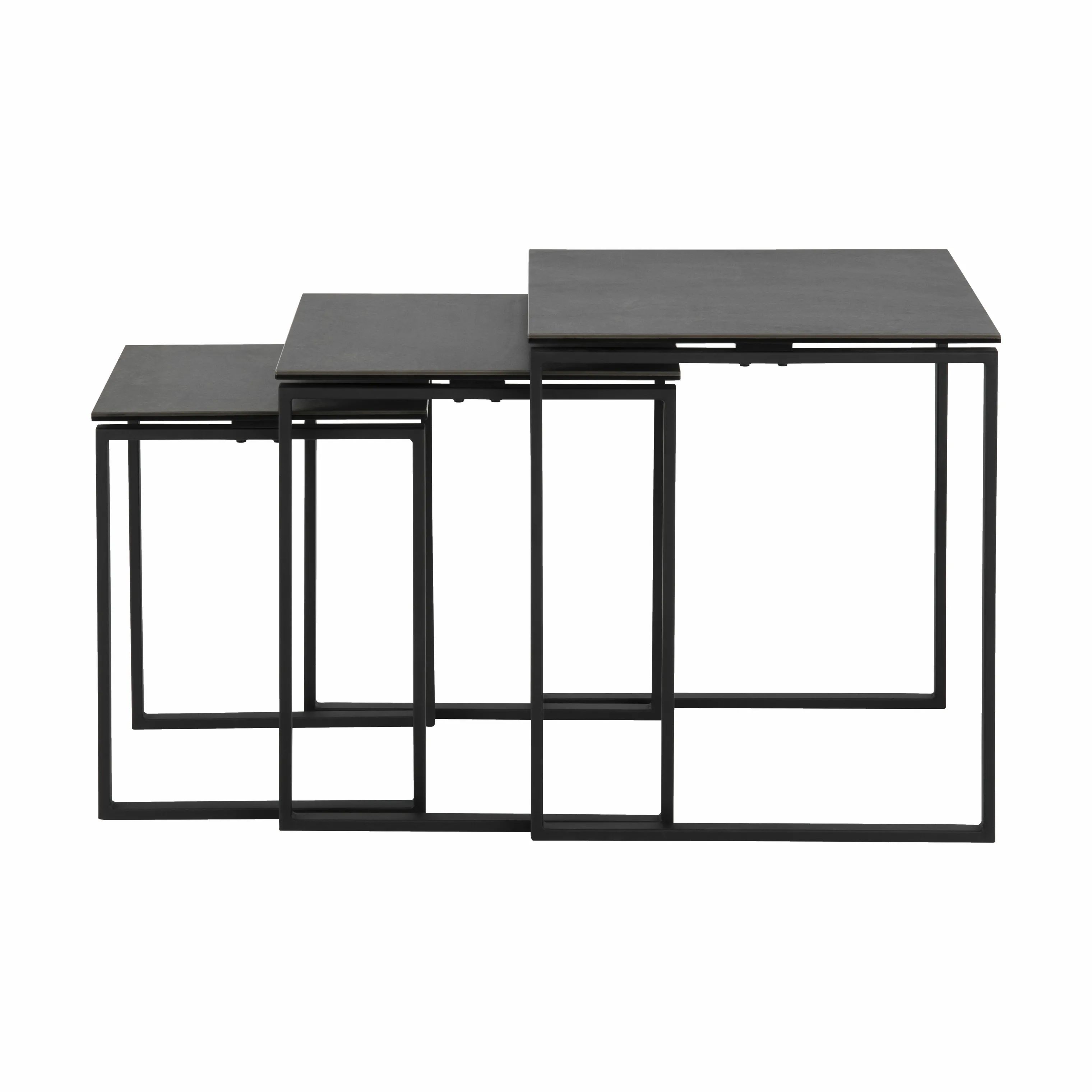 CASA Living Sofaborde Katrine Indskudsbord - 3 dele i Sort mat, 7