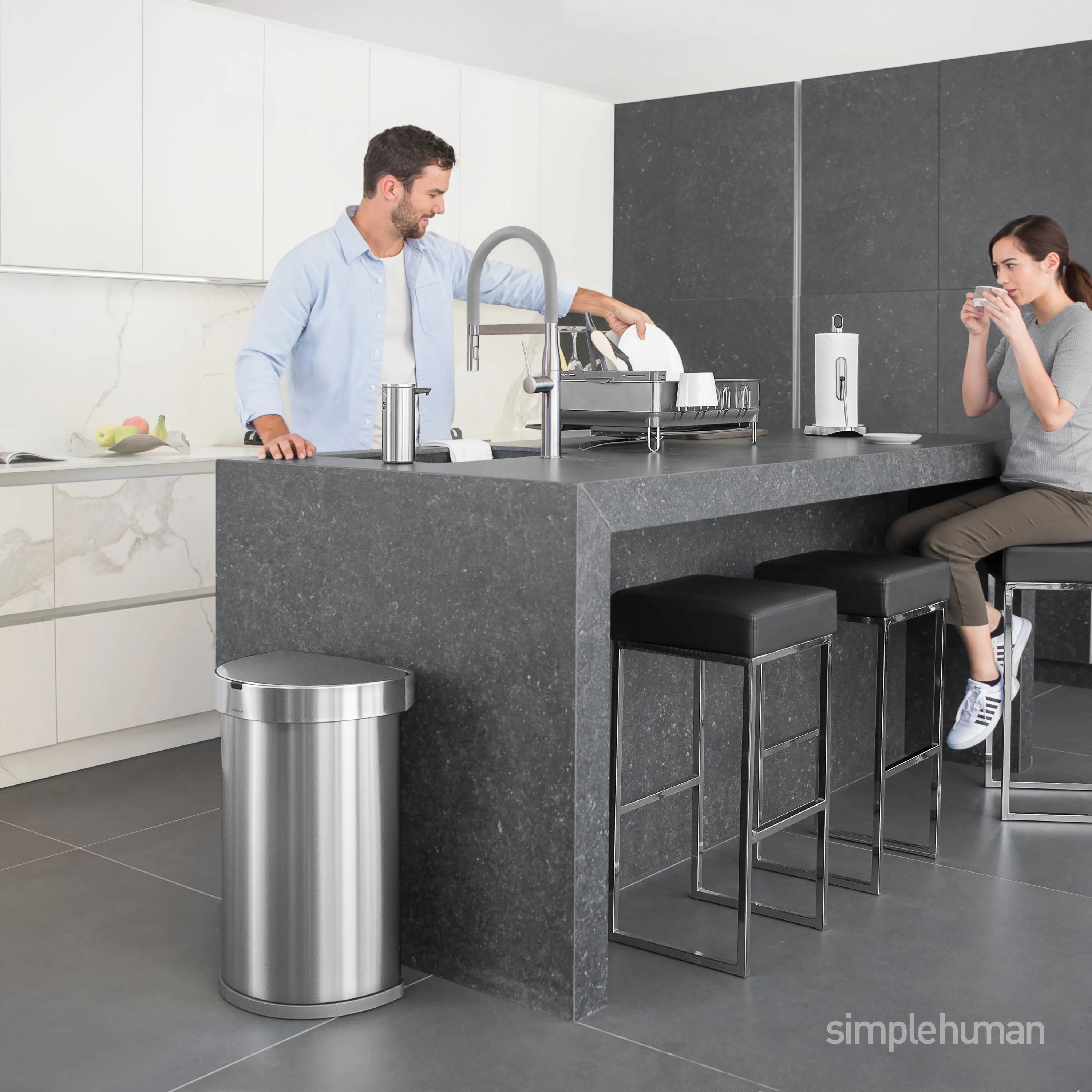 Simplehuman Spande uden pedal Affaldsspand i Børstet stål, 3