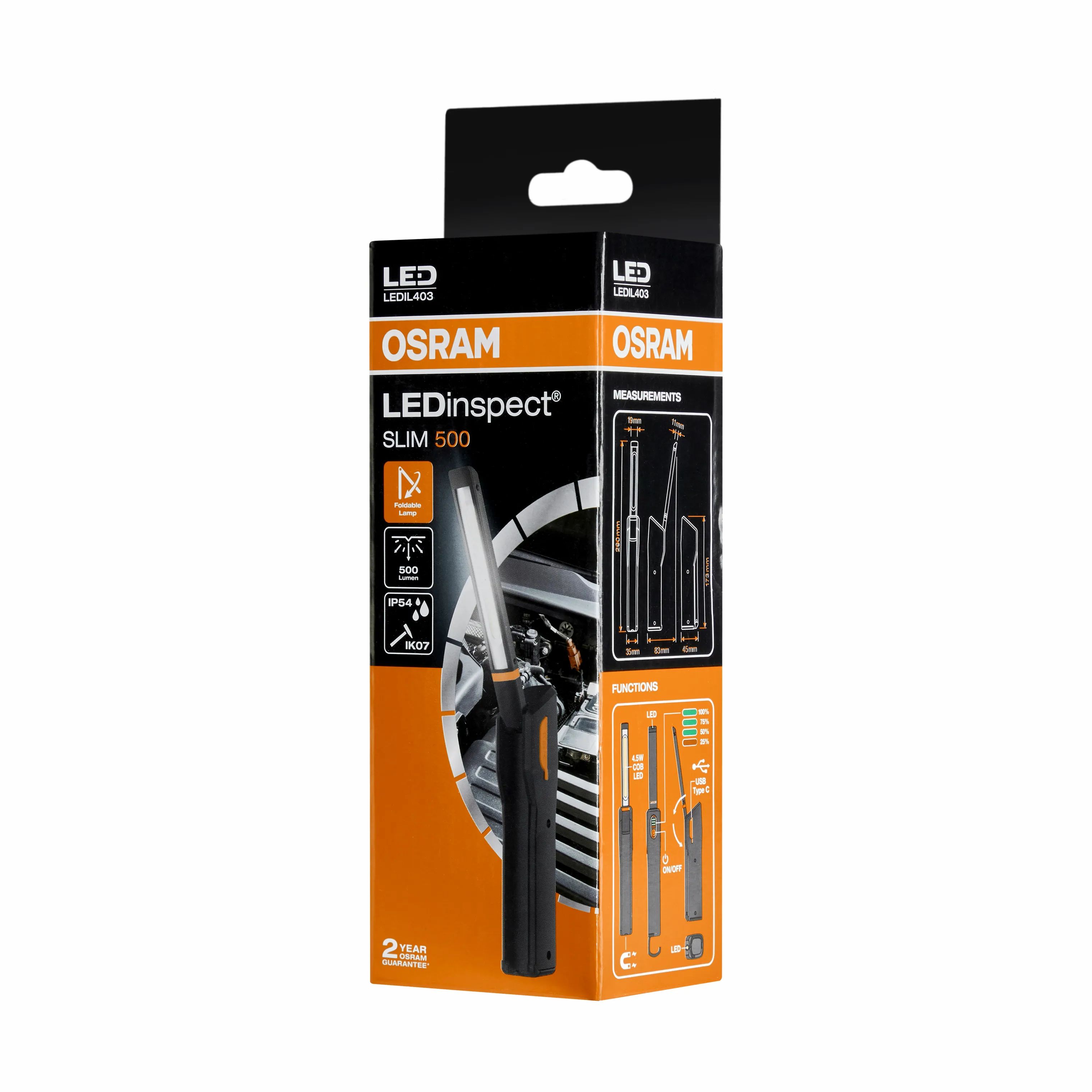 OSRAM Lommelygter LEDInspect Slim Arbejdslampe i sort/orange, 1