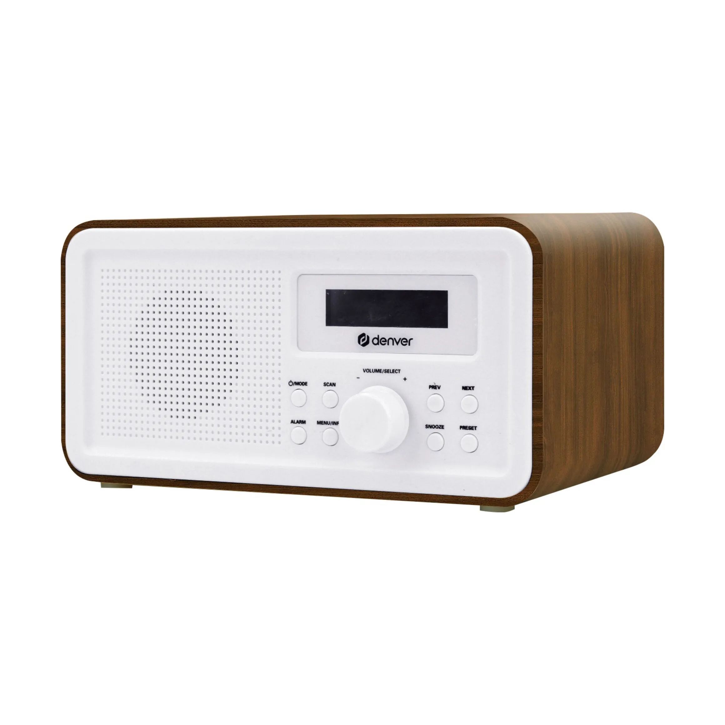 Denver Højtalere DAB+ PLL FM Radio i Mørk træ og hvid, 1