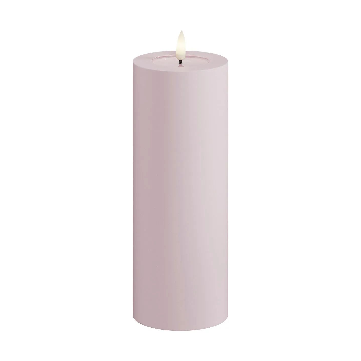 Deluxe Homeart LED-lys Real Flame LED Udendørs Bloklys i Støvet Rosa, H20 x Ø7,5 cm, 1