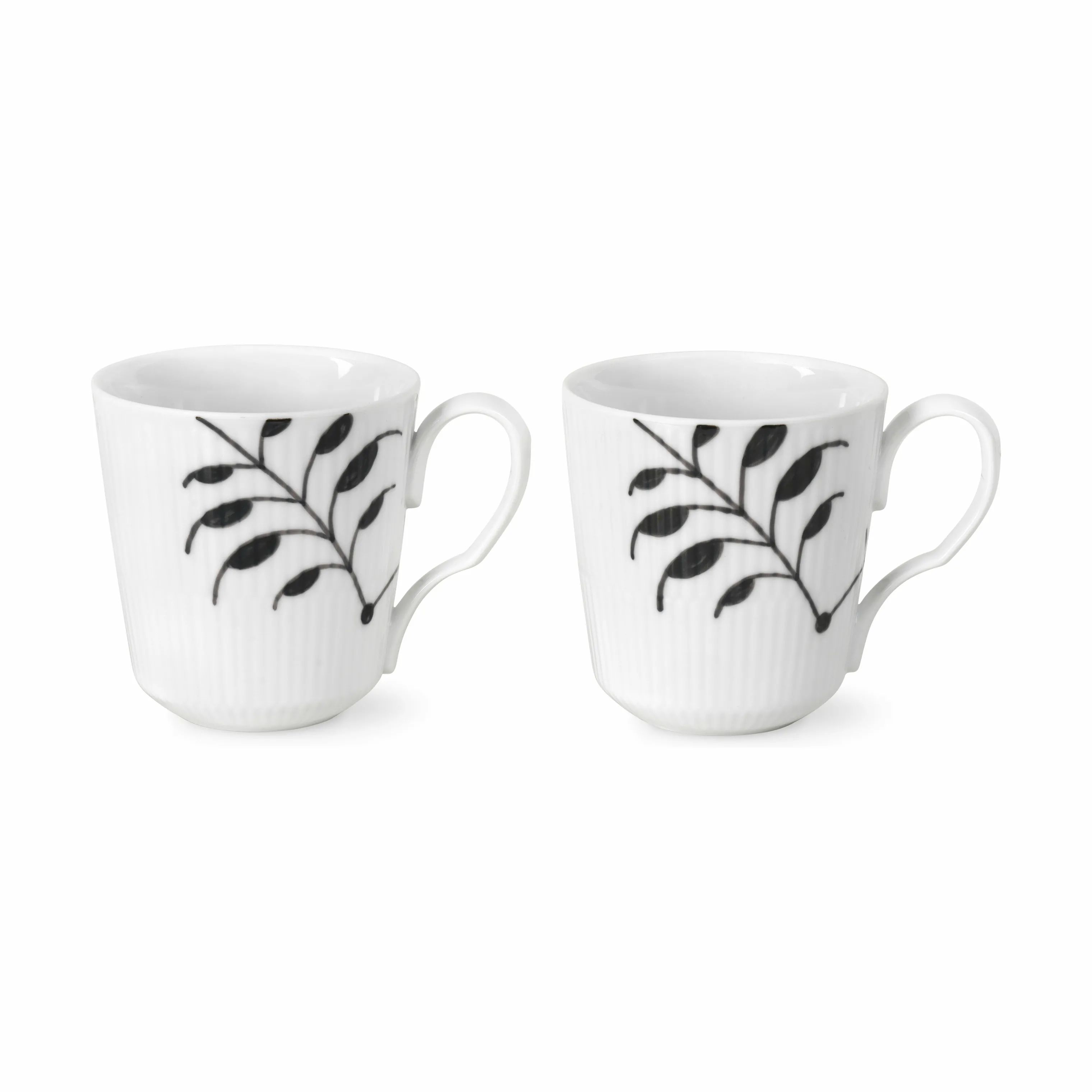 Royal Copenhagen Krus og kopper med hank Sort Mega Riflet Krus - 2 stk. i 28 cl, 3