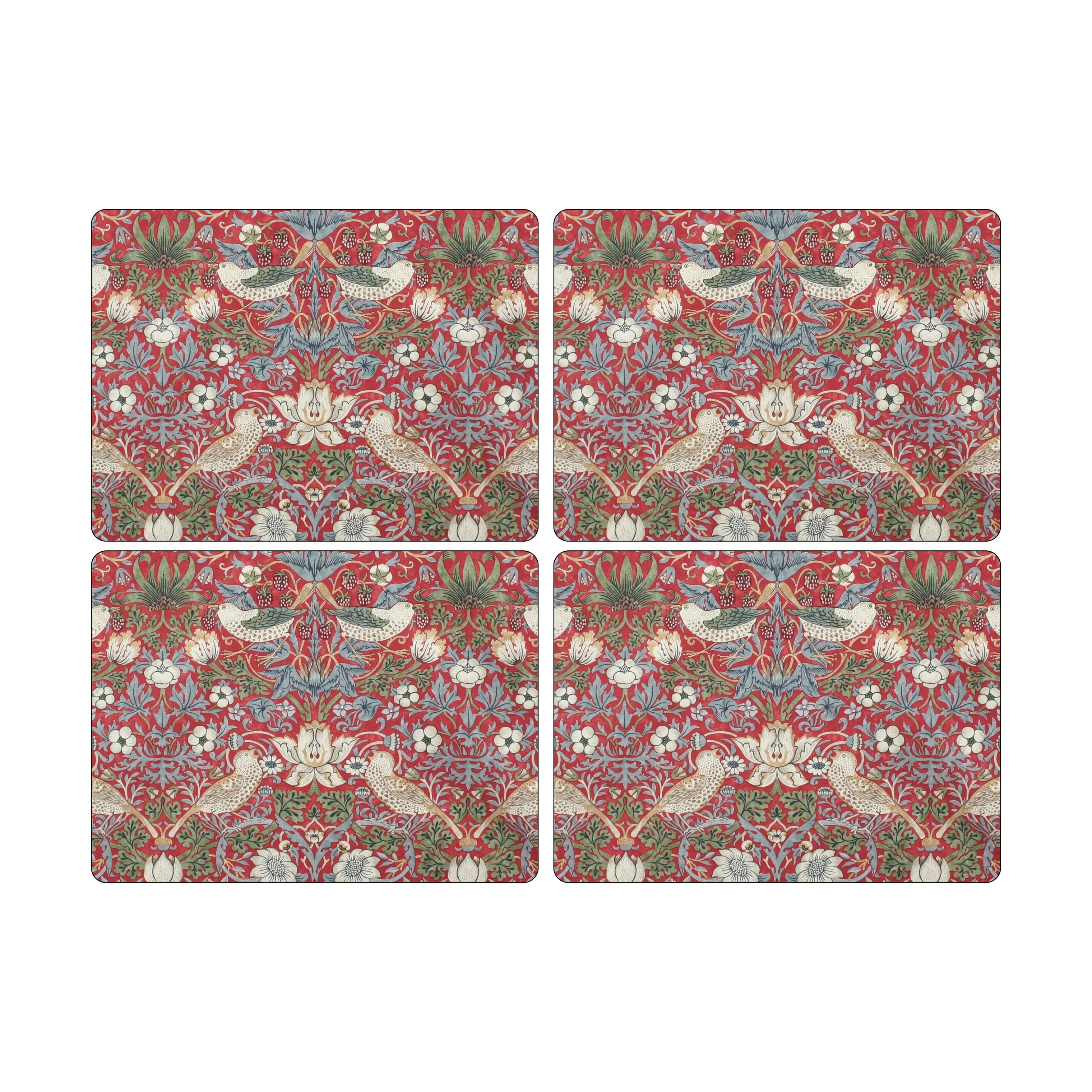Pimpernel Dækkeservietter Morris & Co Strawberry Thief Dækkeserviet - 4 stk. i Rød/gul/Grøn, 1