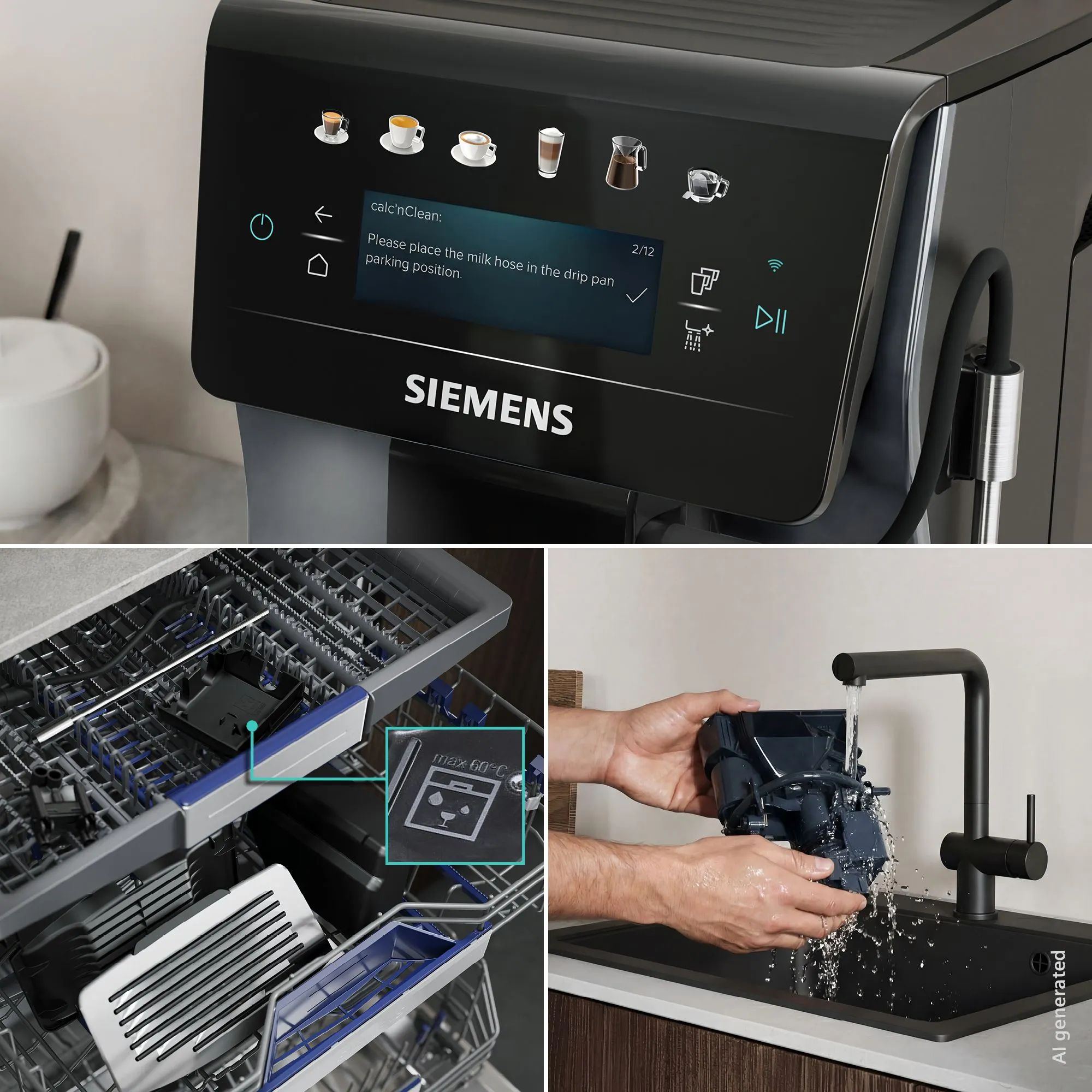 Siemens Espressomaskiner EQ600 iAroma Espressomaskine TP603EM6 i Grå, 2