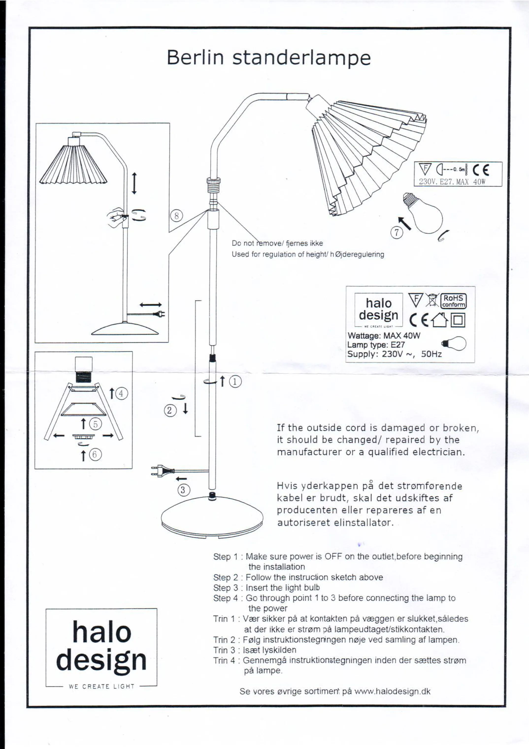 Halo Design Gulvlamper Berlin Gulvlampe i antik messing, 2