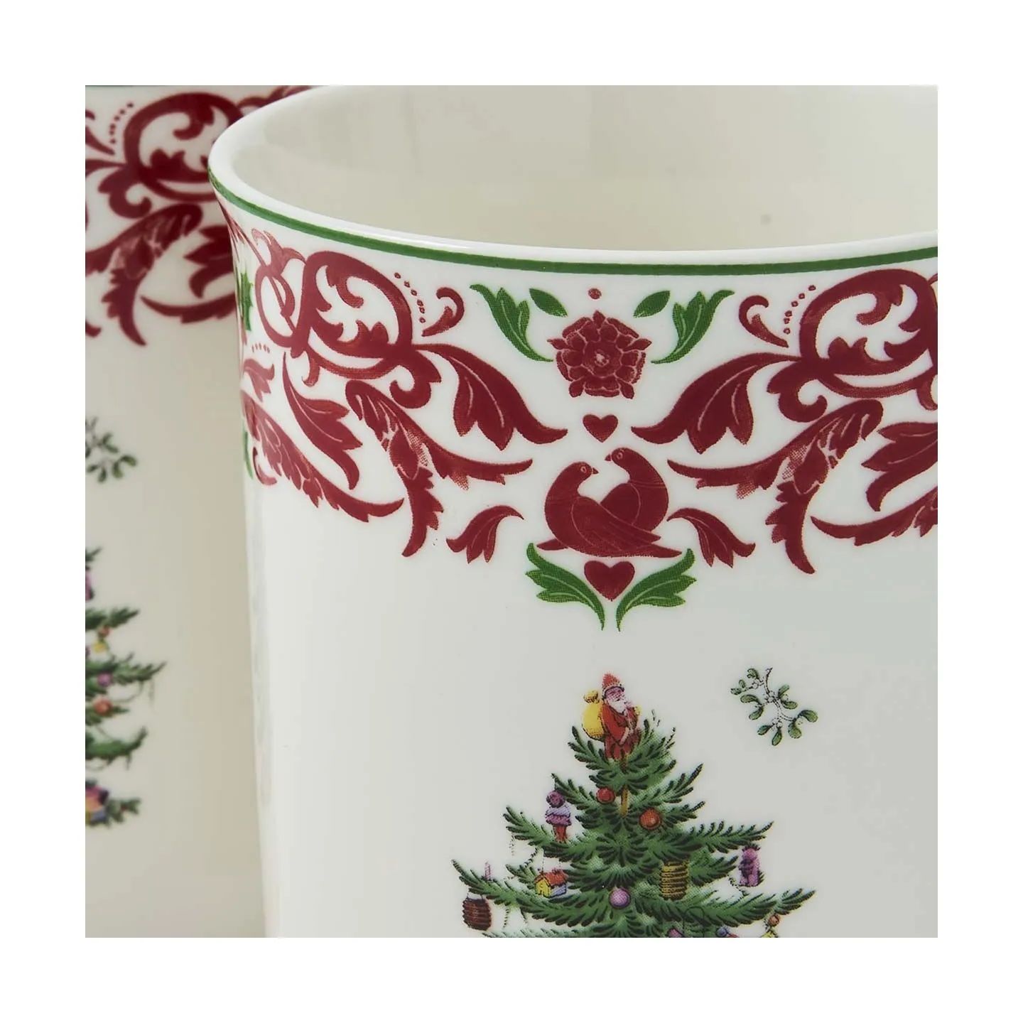 Spode Krus og kopper med hank Christmas Tree Krus- og dåsesæt - 5 dele i Rød/grøn/hvid, 3