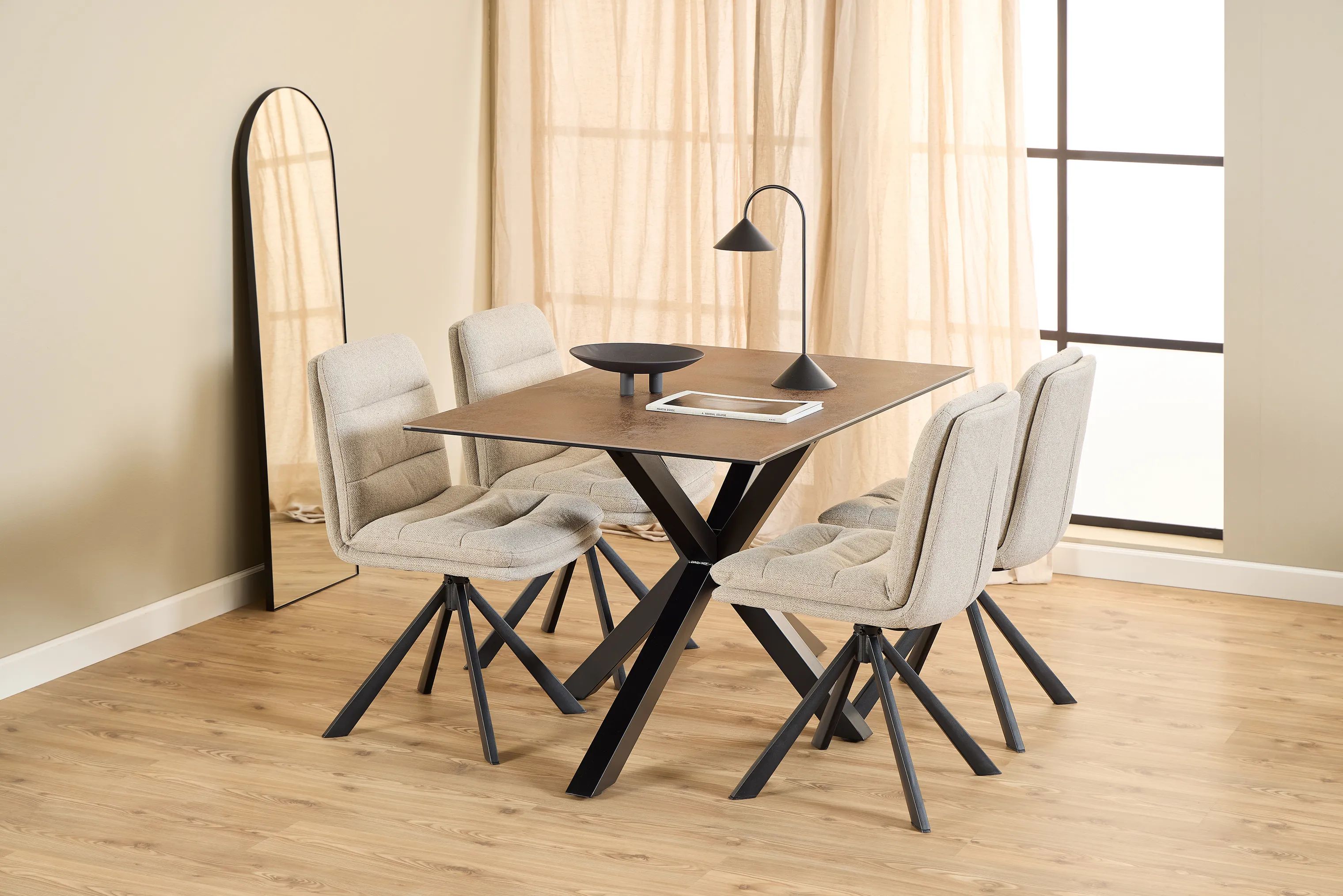 CASA Living Spisebordsstole Dean Spisebordsstol - 2 stk i Beige/mat sort, 2
