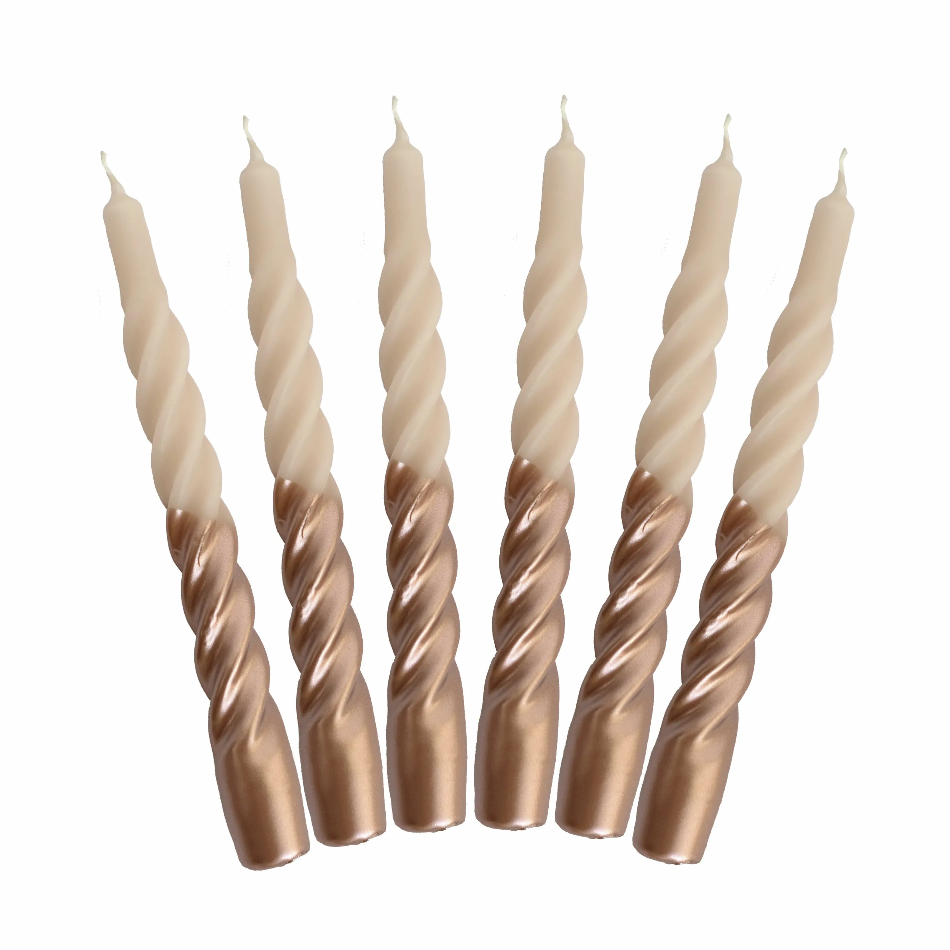 Candles with a twist Kronelys Lys - 6 stk. i Rose/Roseguld, 21 cm, 1