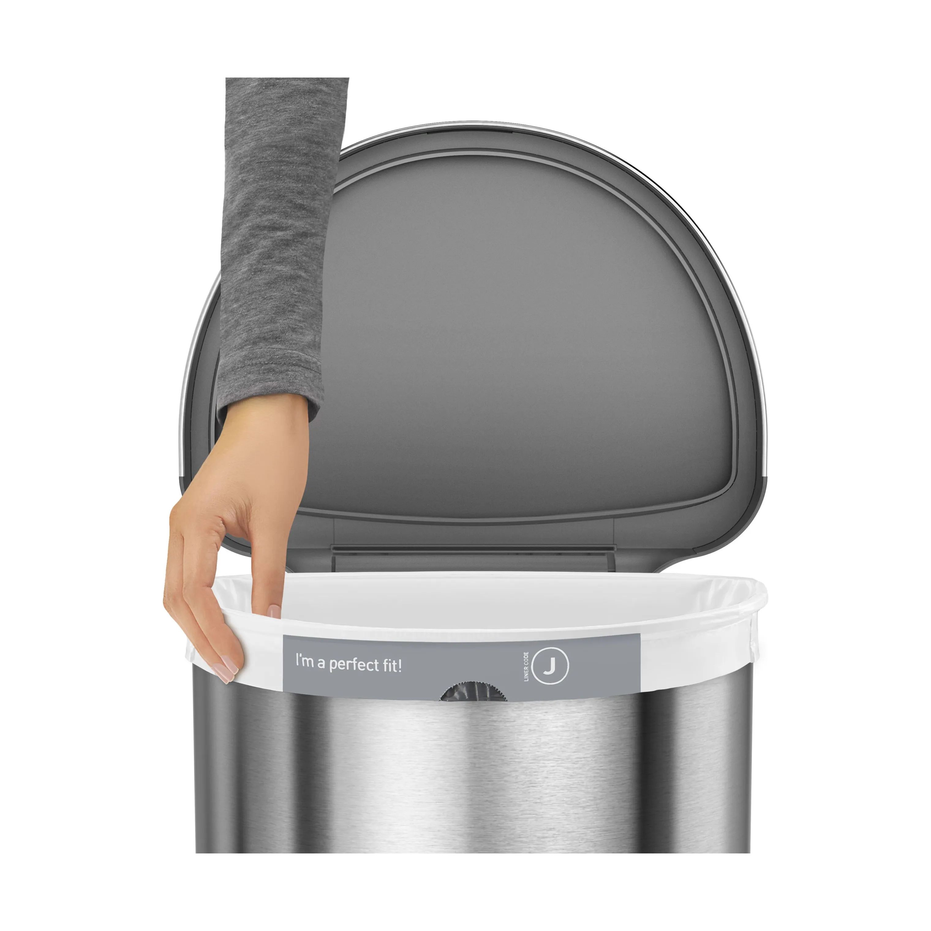 Simplehuman Spande uden pedal Affaldsspand i Børstet stål, 4