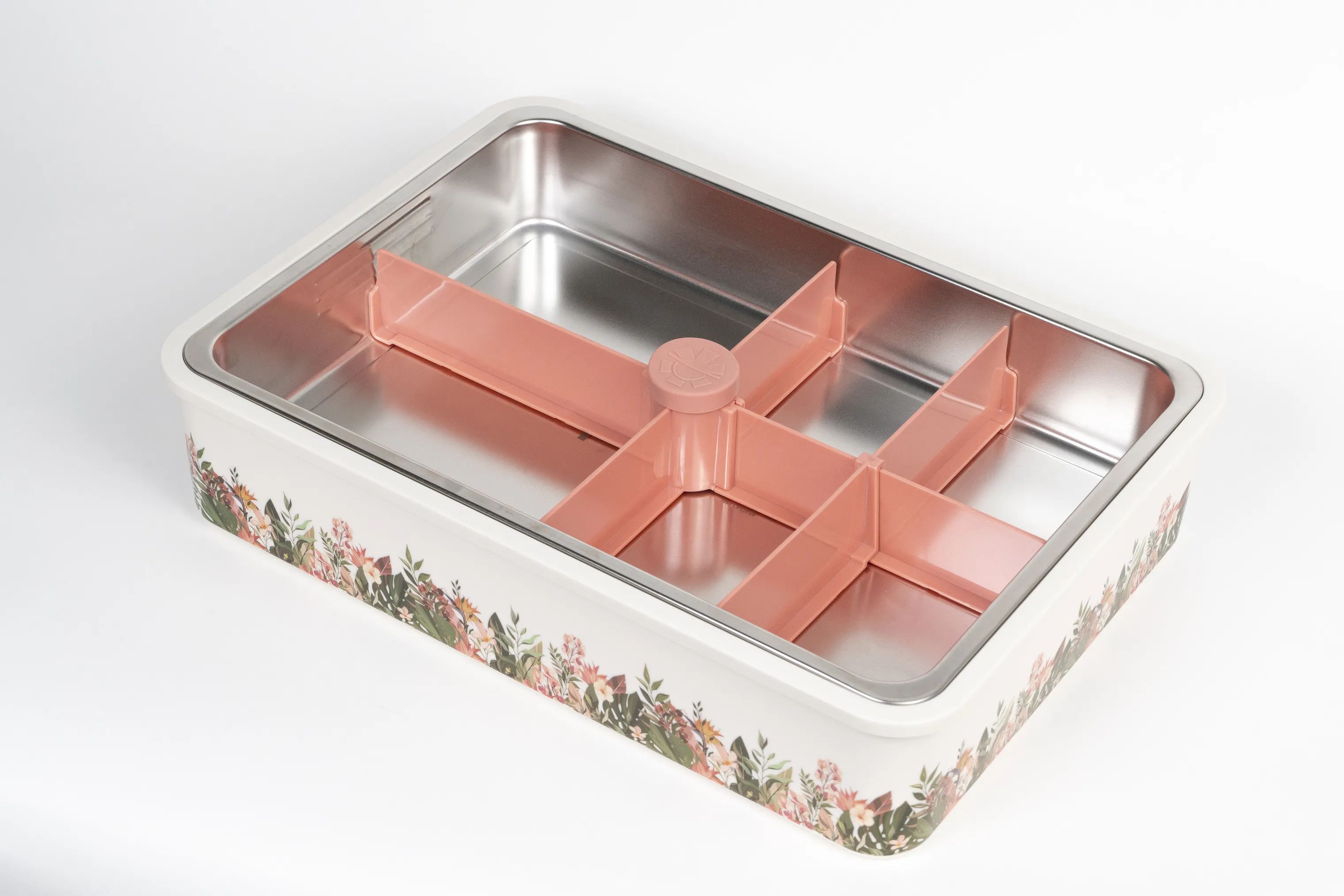 Platterbox Opbevaringsbokse Snack Box Tilbehørssæt - 21 dele i Hvid/Blomster, 5