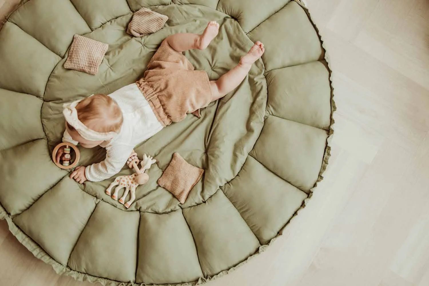 Play&Go Til børneværelset Bloom Babynest Legemåtte i Grøn, 3