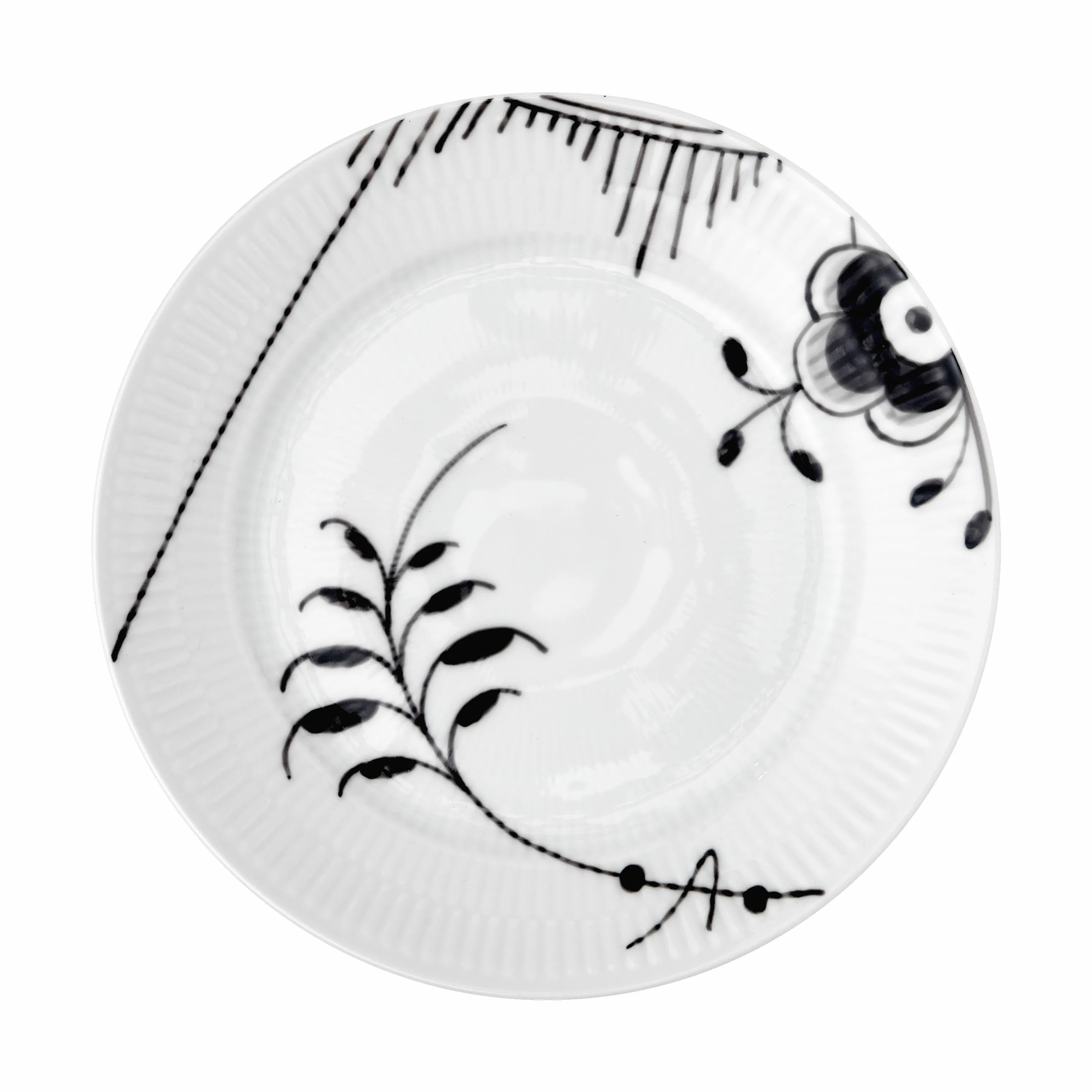 Royal Copenhagen Kagetallerkener Sort Mega Riflet Desserttallerken nr 2 i 19 cm, 1