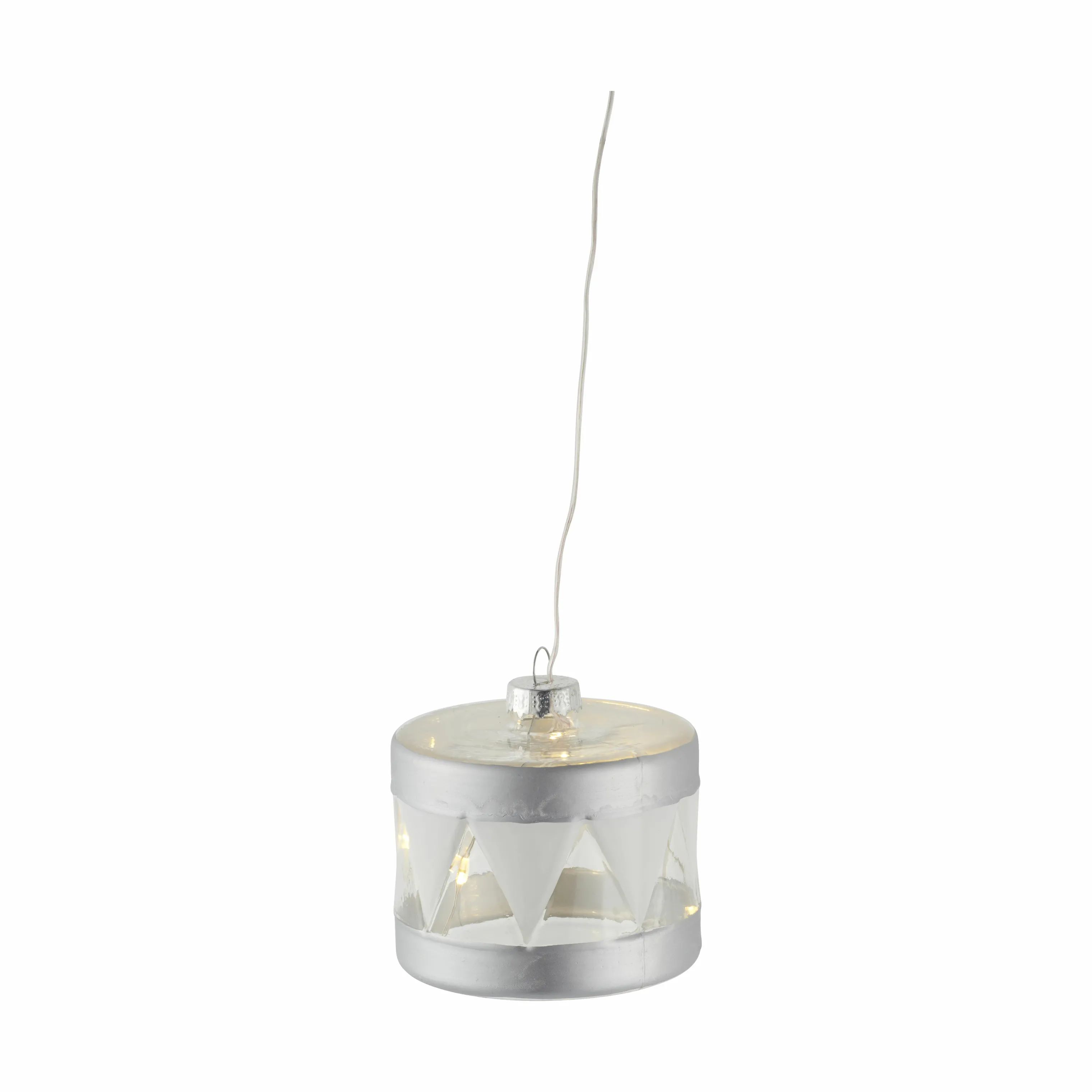 Sirius Lysdekoration Elly Juletræspynt - Tromme i Hvid/sølvfarvet, 1