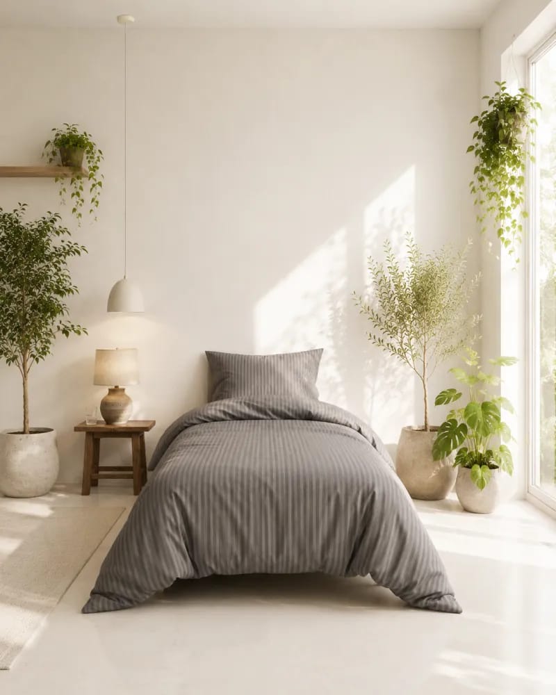 Casa Decór Sengetøj Dreamers Stripe Sengetøj i Anthracite, B140 x L200 cm, 5