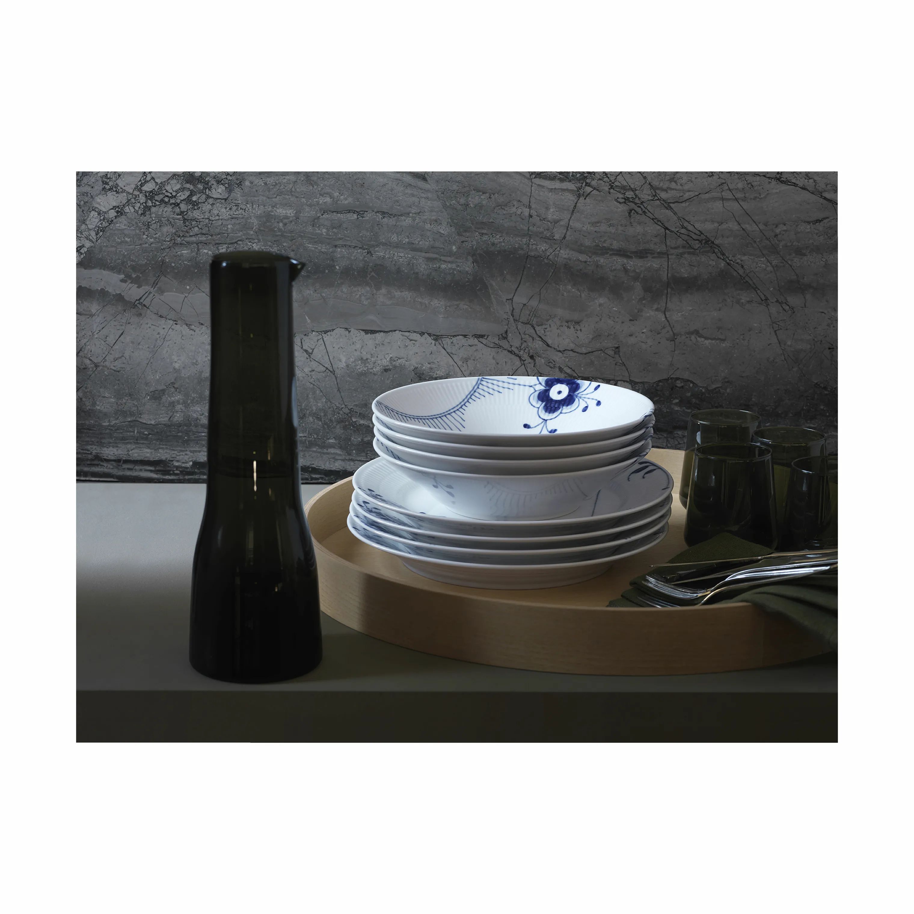 Royal Copenhagen Dybe tallerkener Blå Mega Riflet Dyb Tallerken i 24 cm, 4