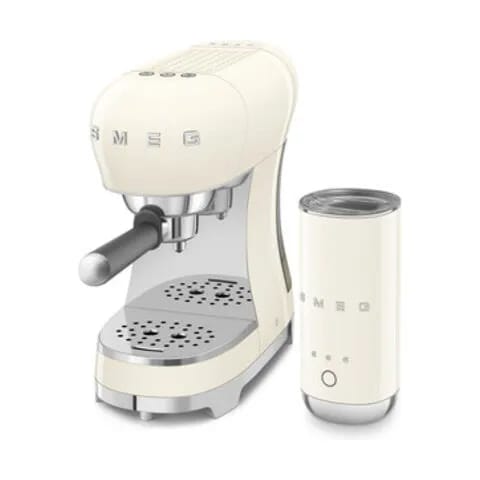 Smeg Espressomaskiner 50's style Espressomaskine med mælkeskummer i Creme, 3