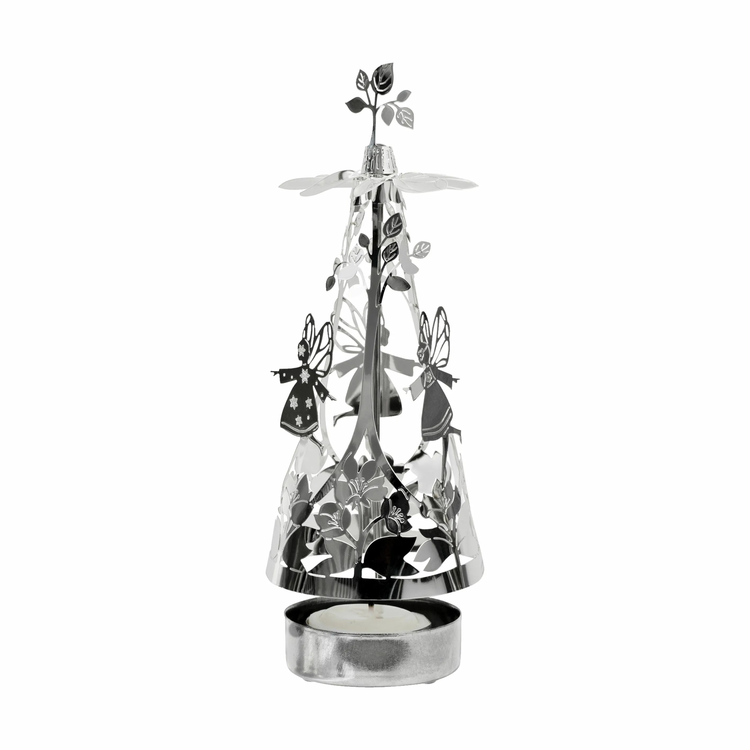 Jette Frölich Design Jule- og adventsstager Påske Design Fyrfadsstage Drejende Feer i Sølvfarvet, 18 cm, 1