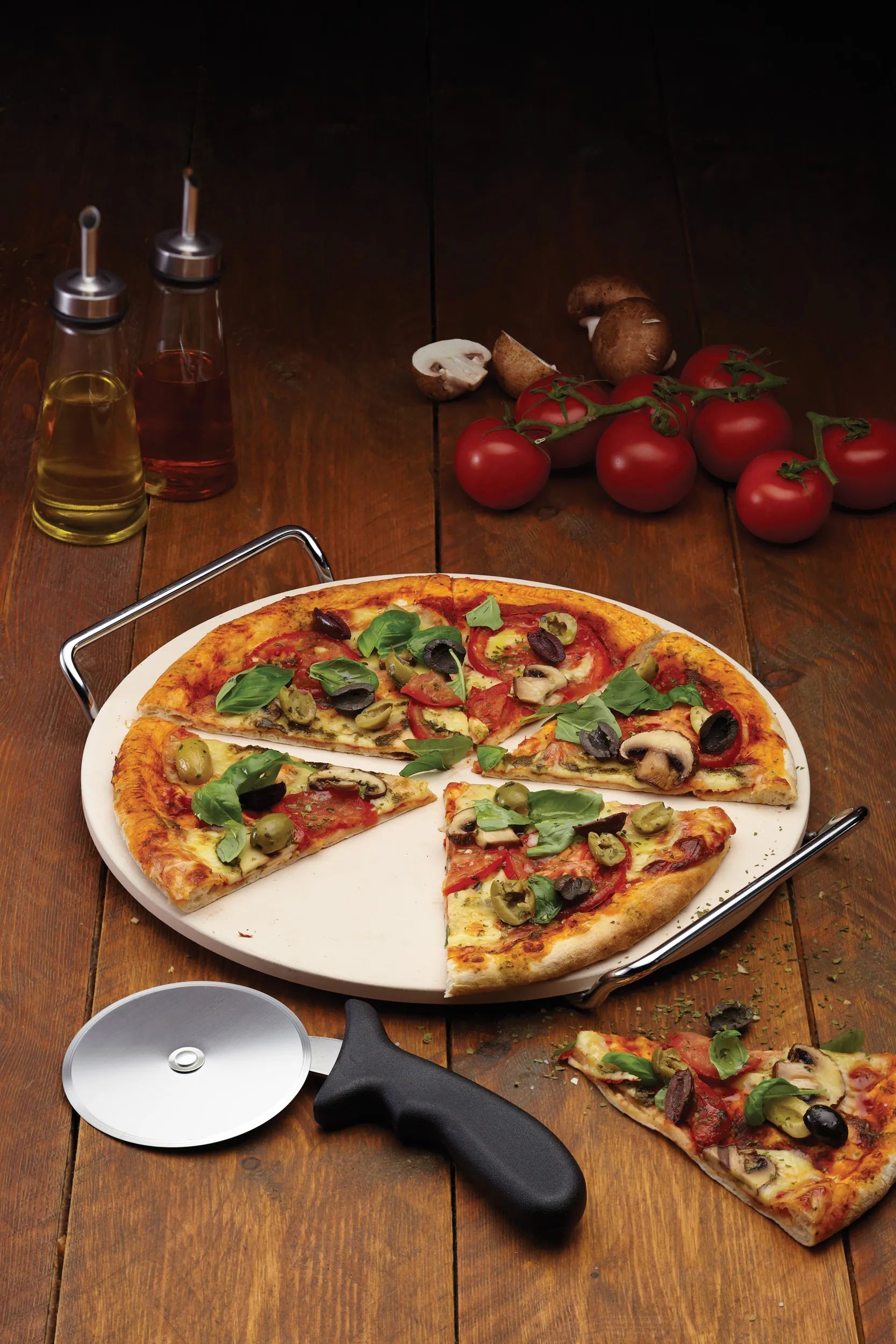 KitchenCraft Pizzasten World of Flavours Pizzasæt - 2 dele i Hvid, 2