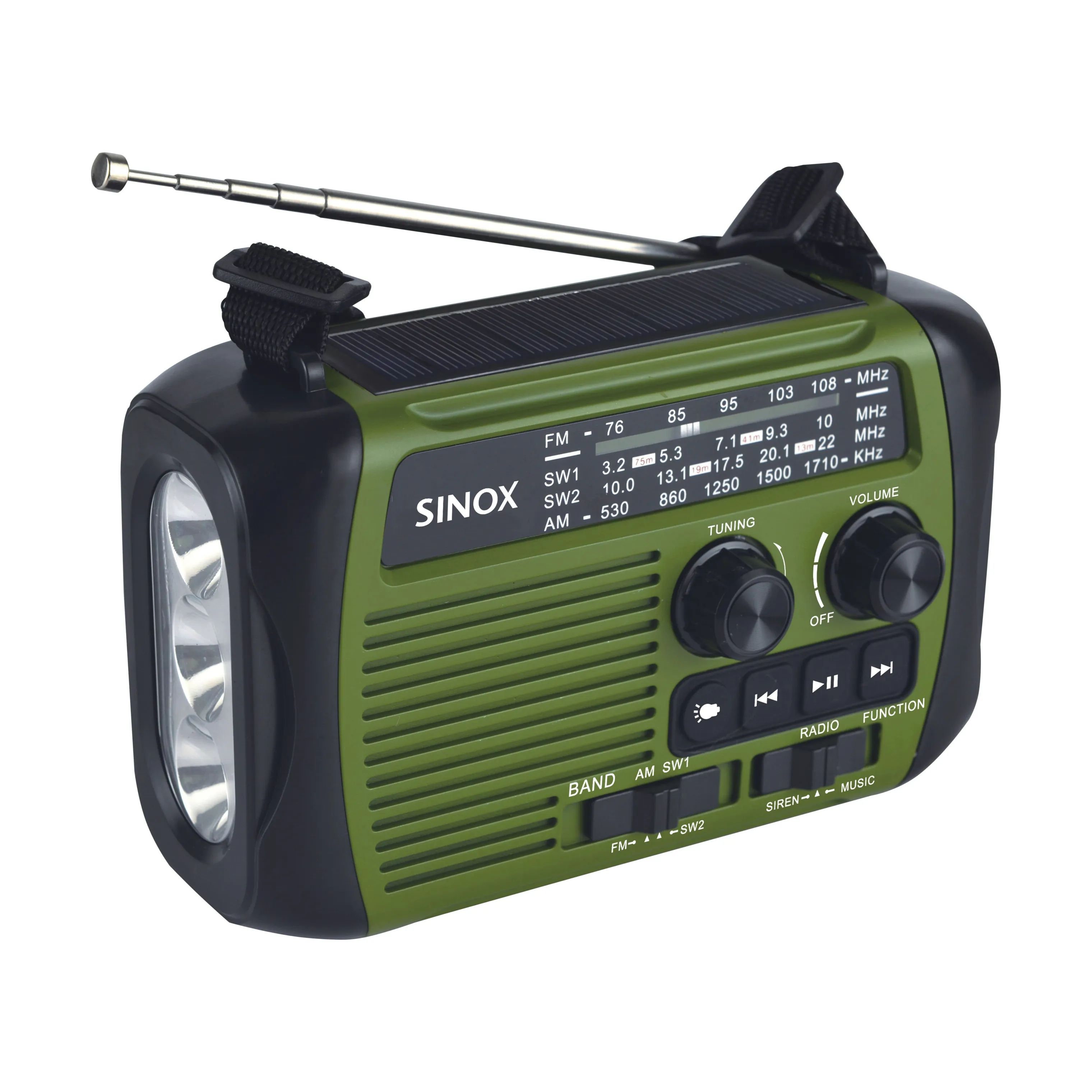 SINOX Højtalere Bluetooth Nødradio i Grøn/sort, 1