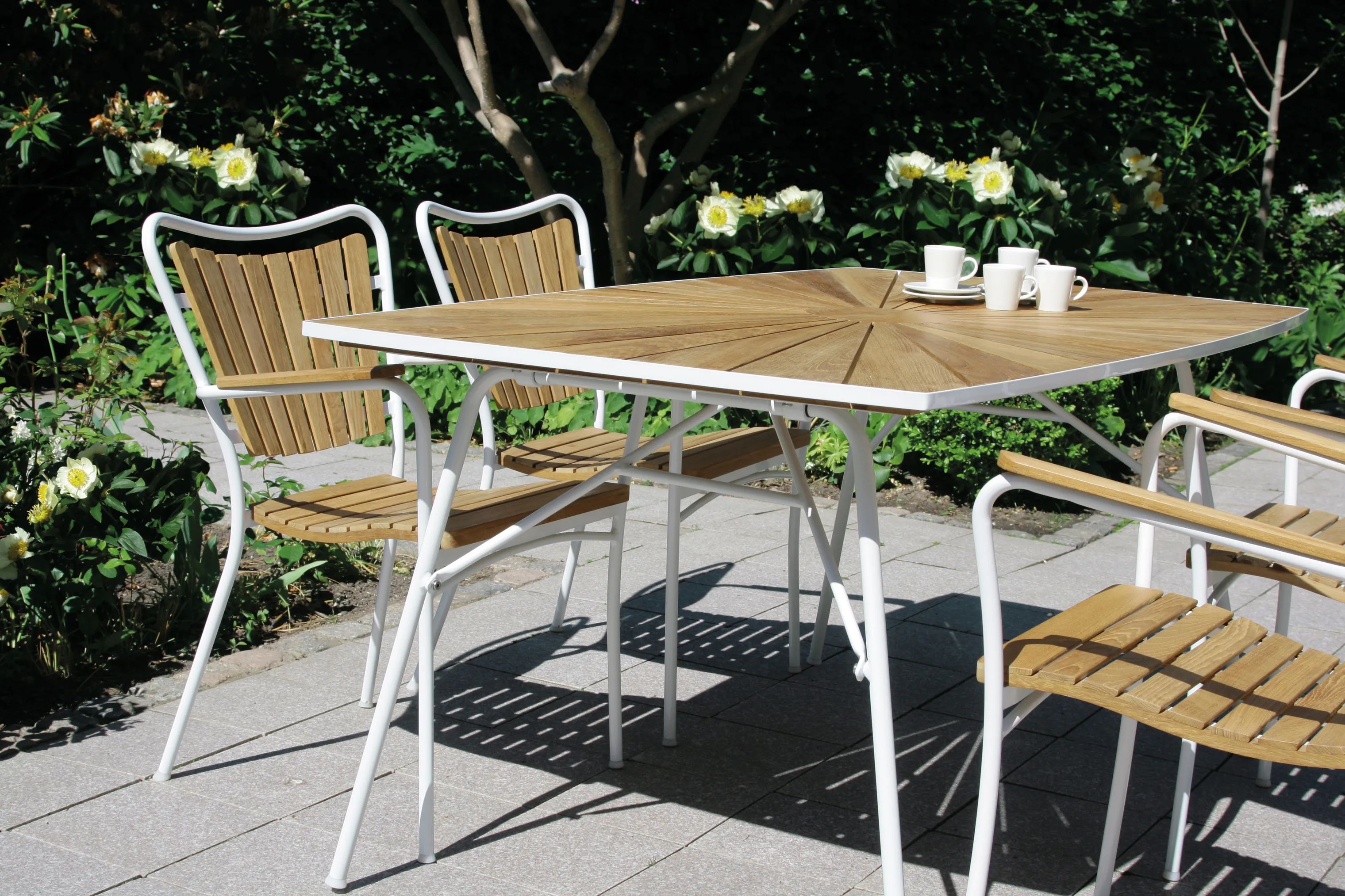 Mandalay Havespiseborde Marguerit Havebord i Hvid, 144 cm, 3