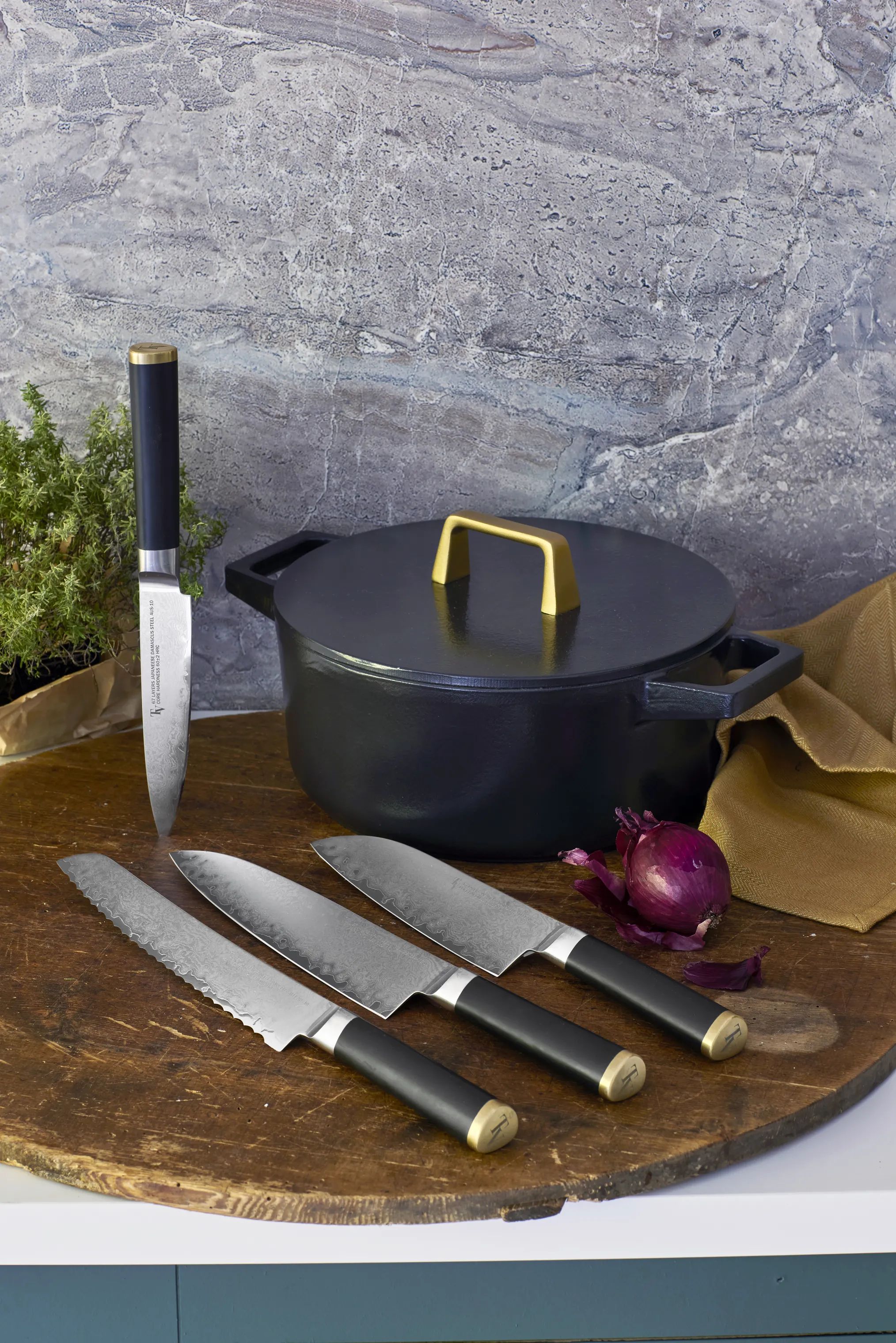 Timm Vladimir Kitchen Brødknive Damaskus Brødkniv i sort/messing, 3