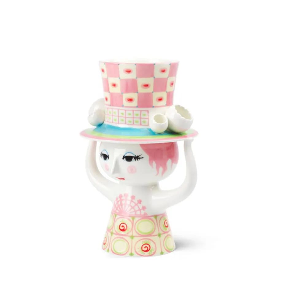 Bjørn Wiinblad Vaser Lady With Hat Vase i Pink/Gul, 3