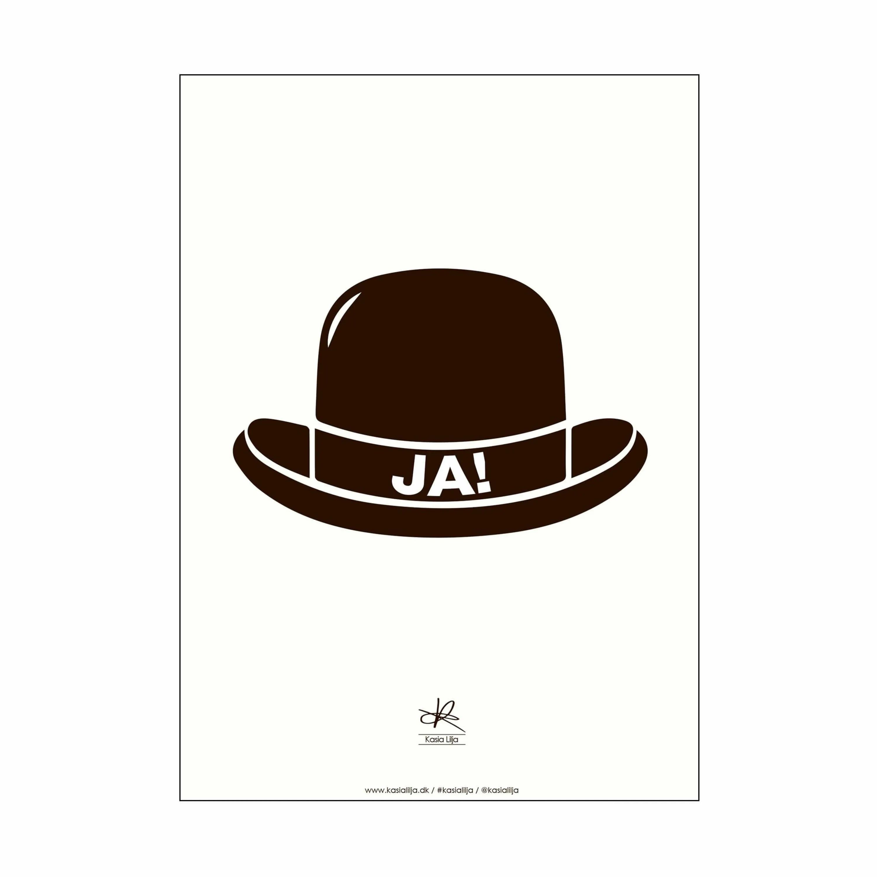 Poster&Frame Plakater Plakat - Ja-hatten i Hvid/sort2, B50 x L70 cm, 1