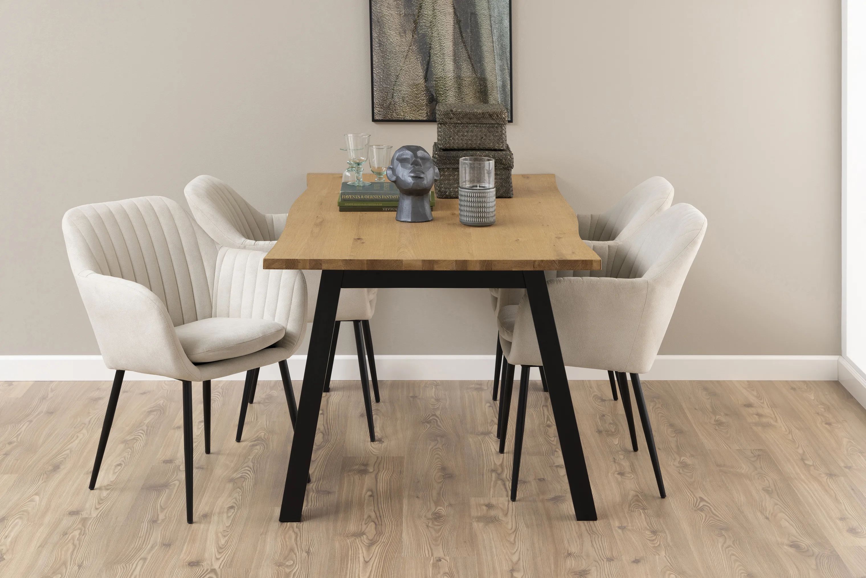 CASA Living Spisebordsstole Emilia Spisebordsstol i sand/sort, 3