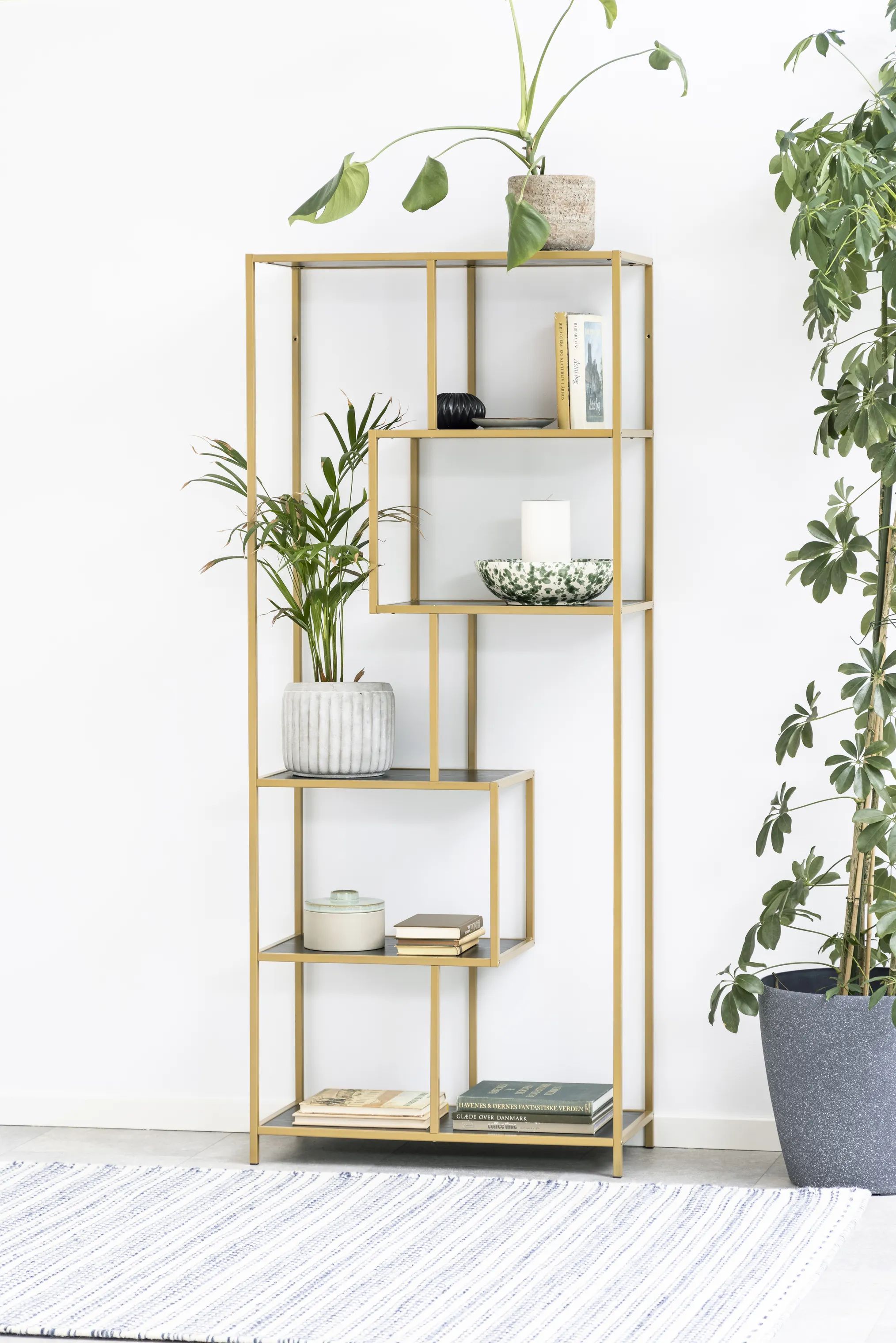 CASA Living Reoler og tilbehør Seaford Reol i Sort/gylden lakeret, 185 cm, 2